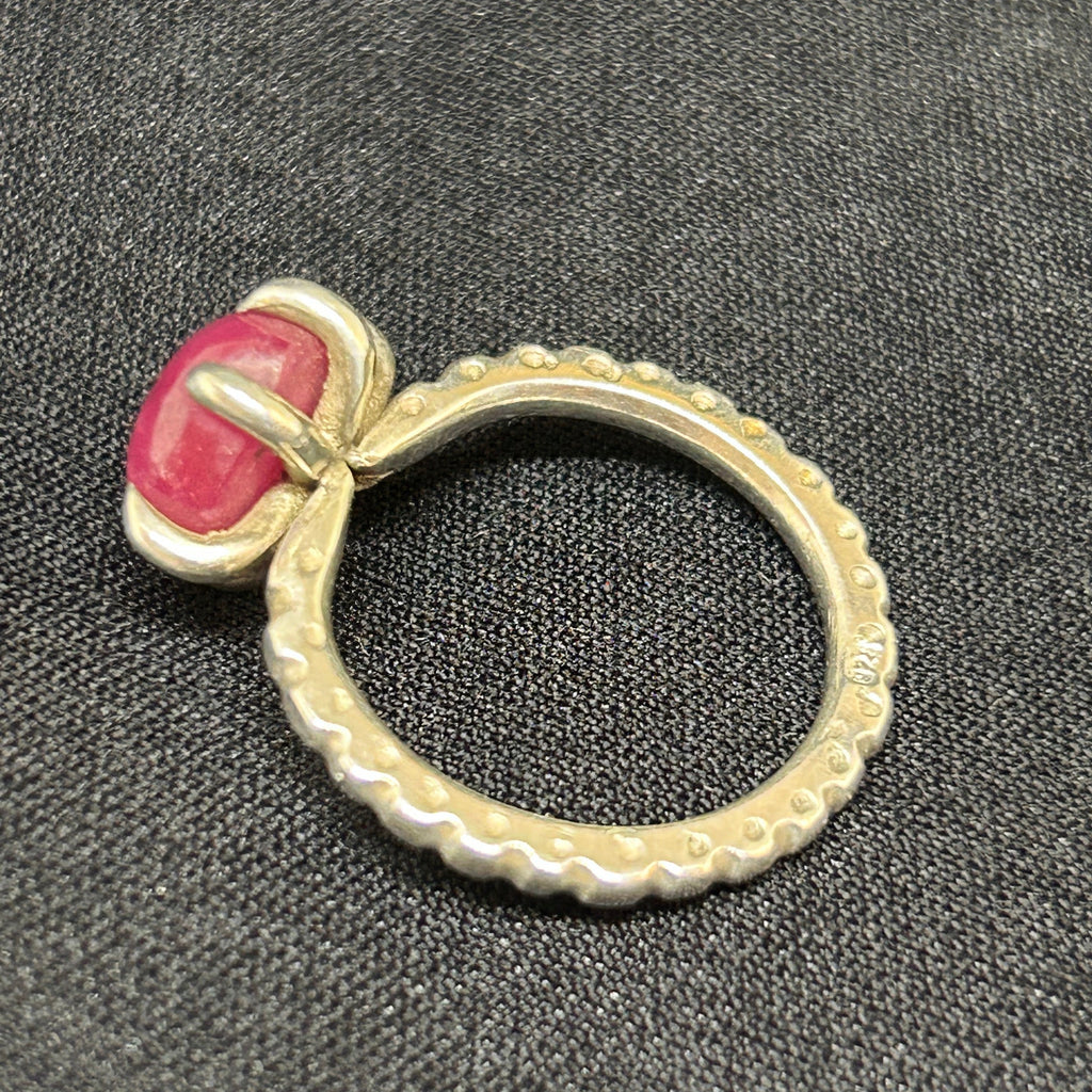 Star Ruby Sterling Silver Sweetheart Ring