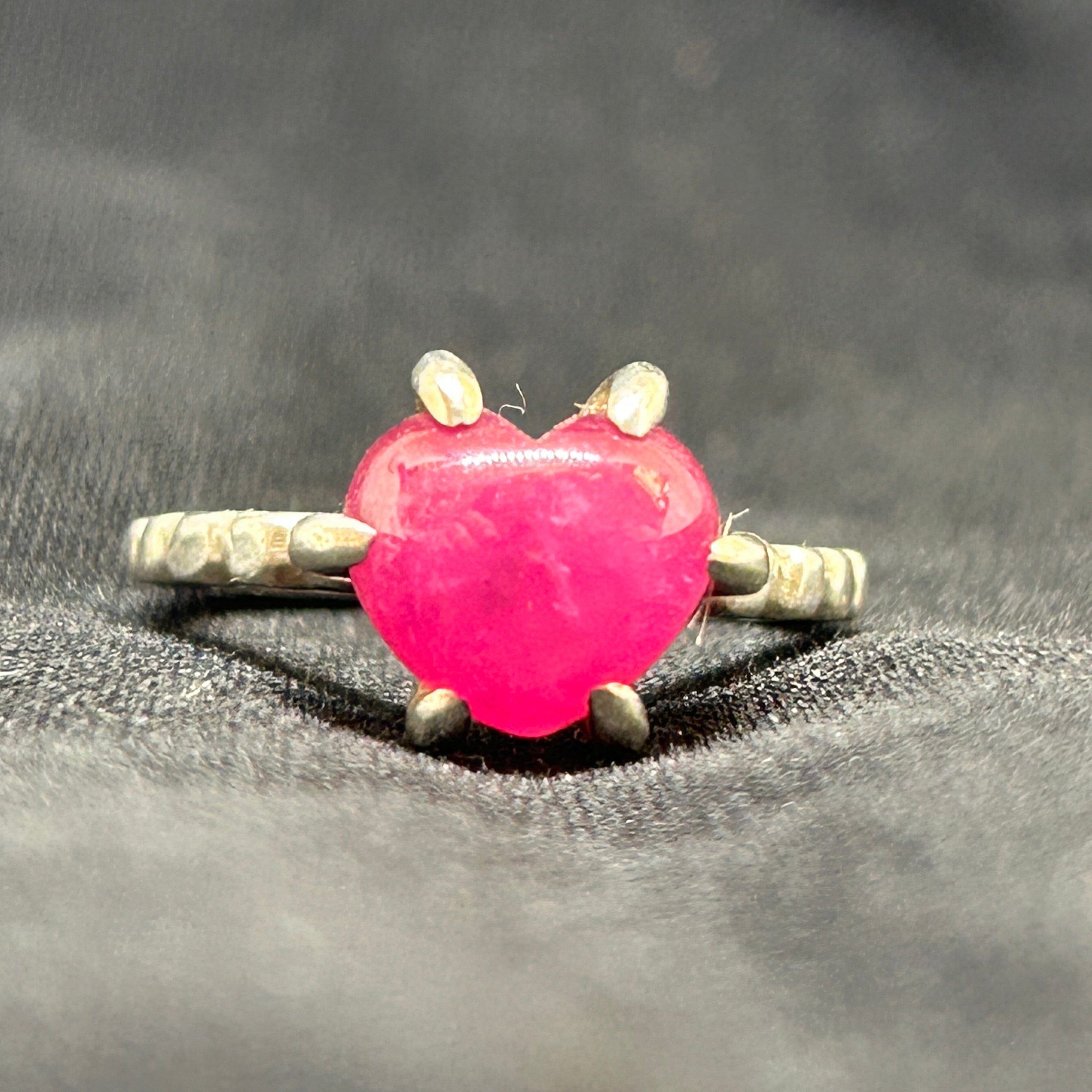 Star Ruby Sterling Silver Sweetheart Ring