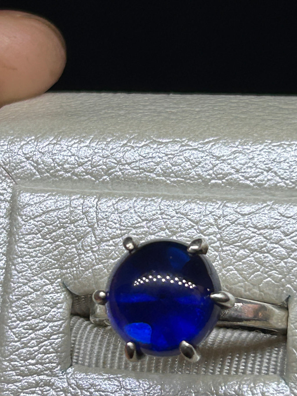 Sterling silver Lab created Alexandrite cabochon ring