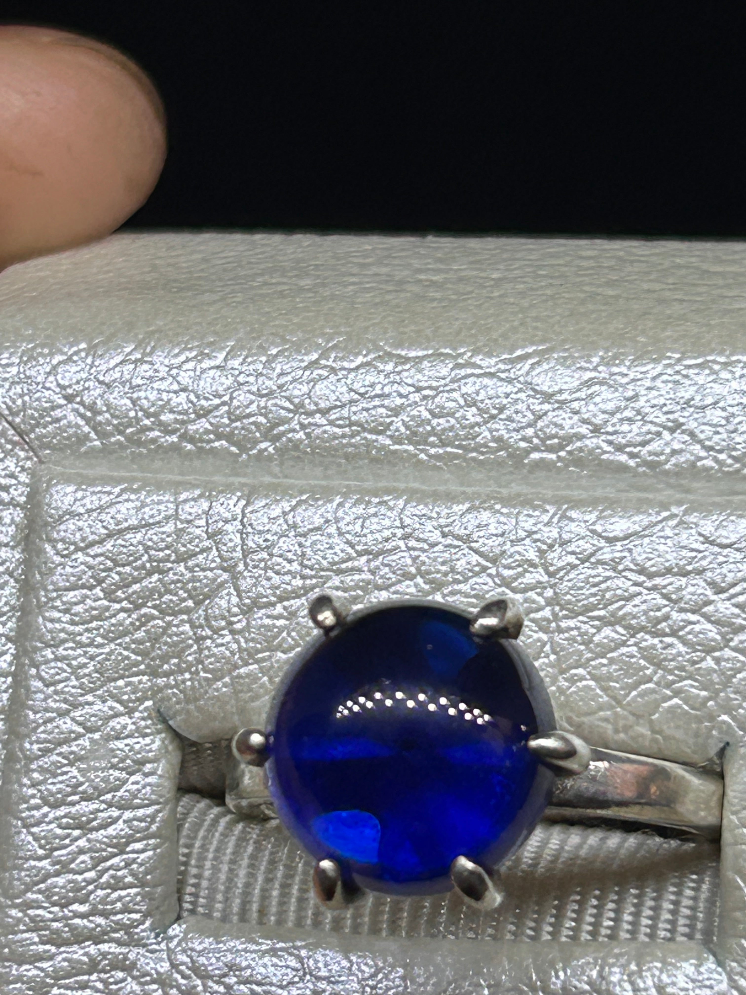 Sterling silver Lab created Alexandrite cabochon ring