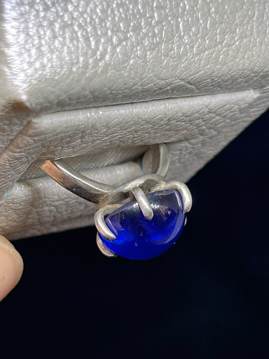 Sterling silver Lab created Alexandrite cabochon ring