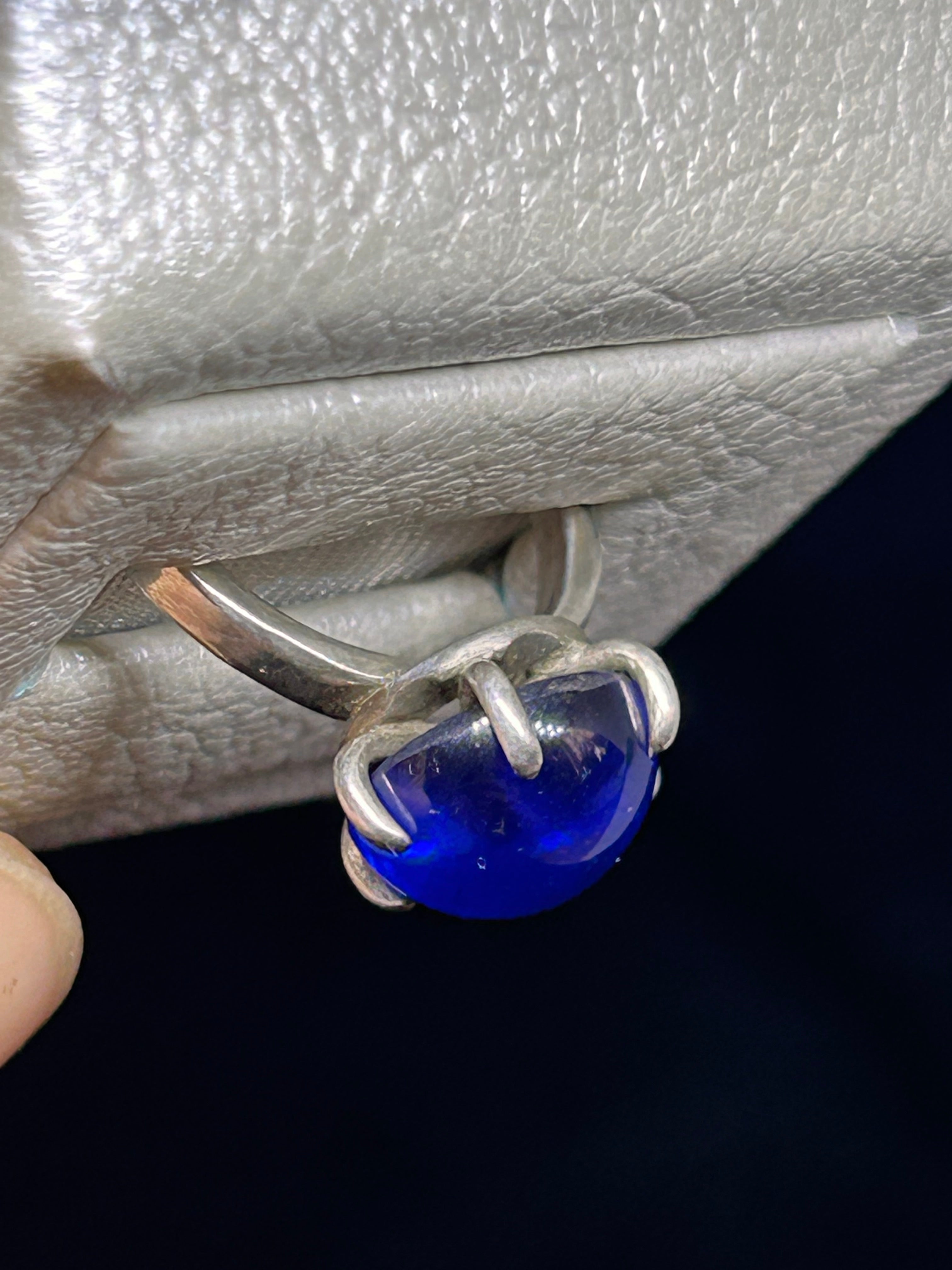 Sterling silver Lab created Alexandrite cabochon ring