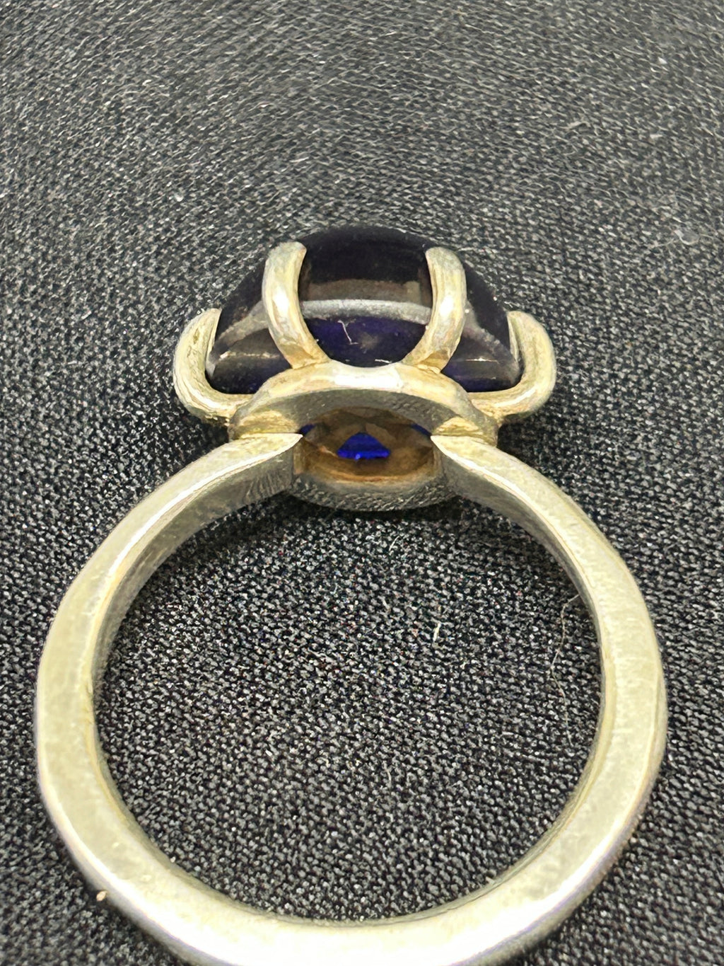 Sterling silver Lab created Alexandrite cabochon ring