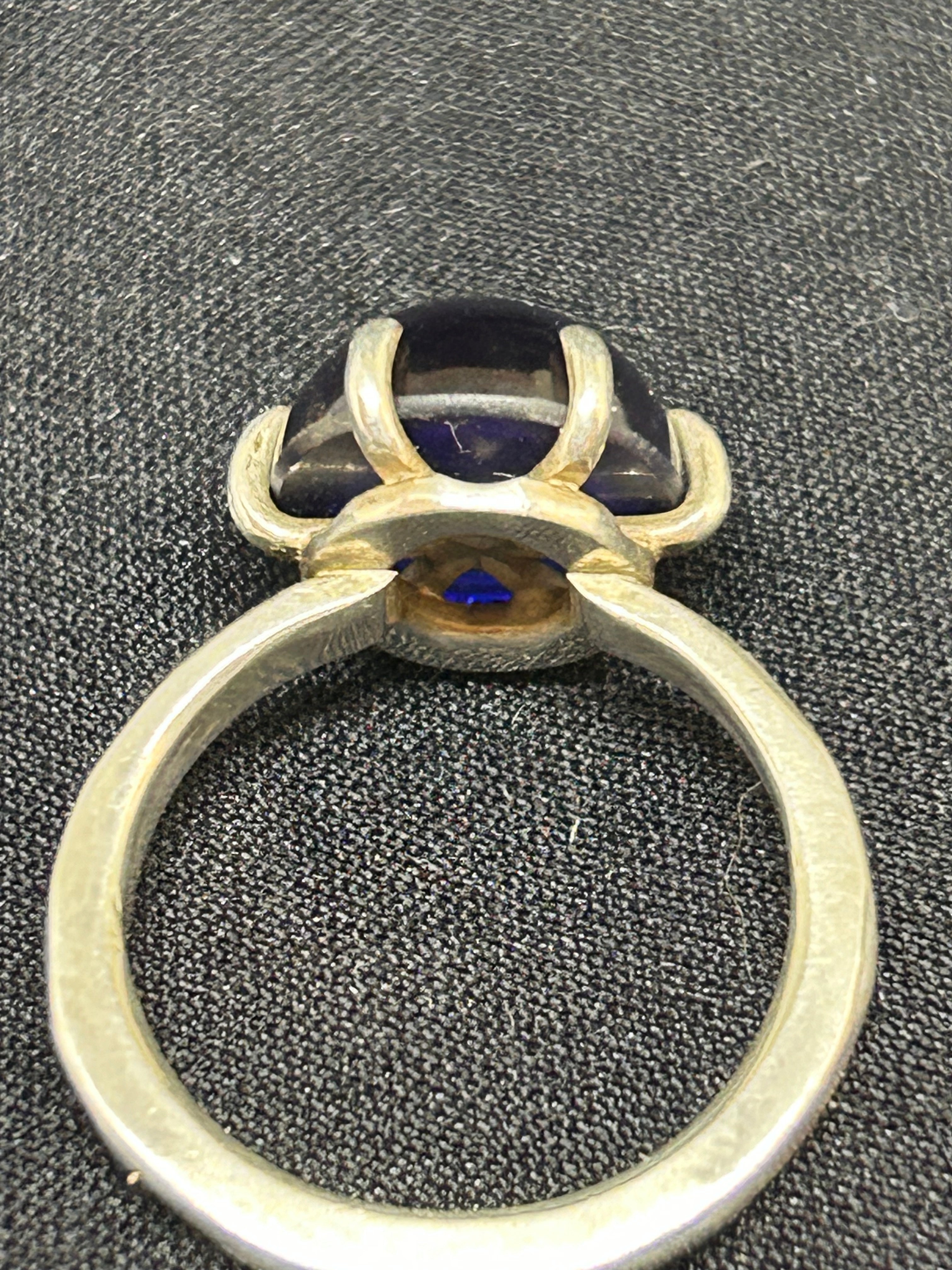 Sterling silver Lab created Alexandrite cabochon ring