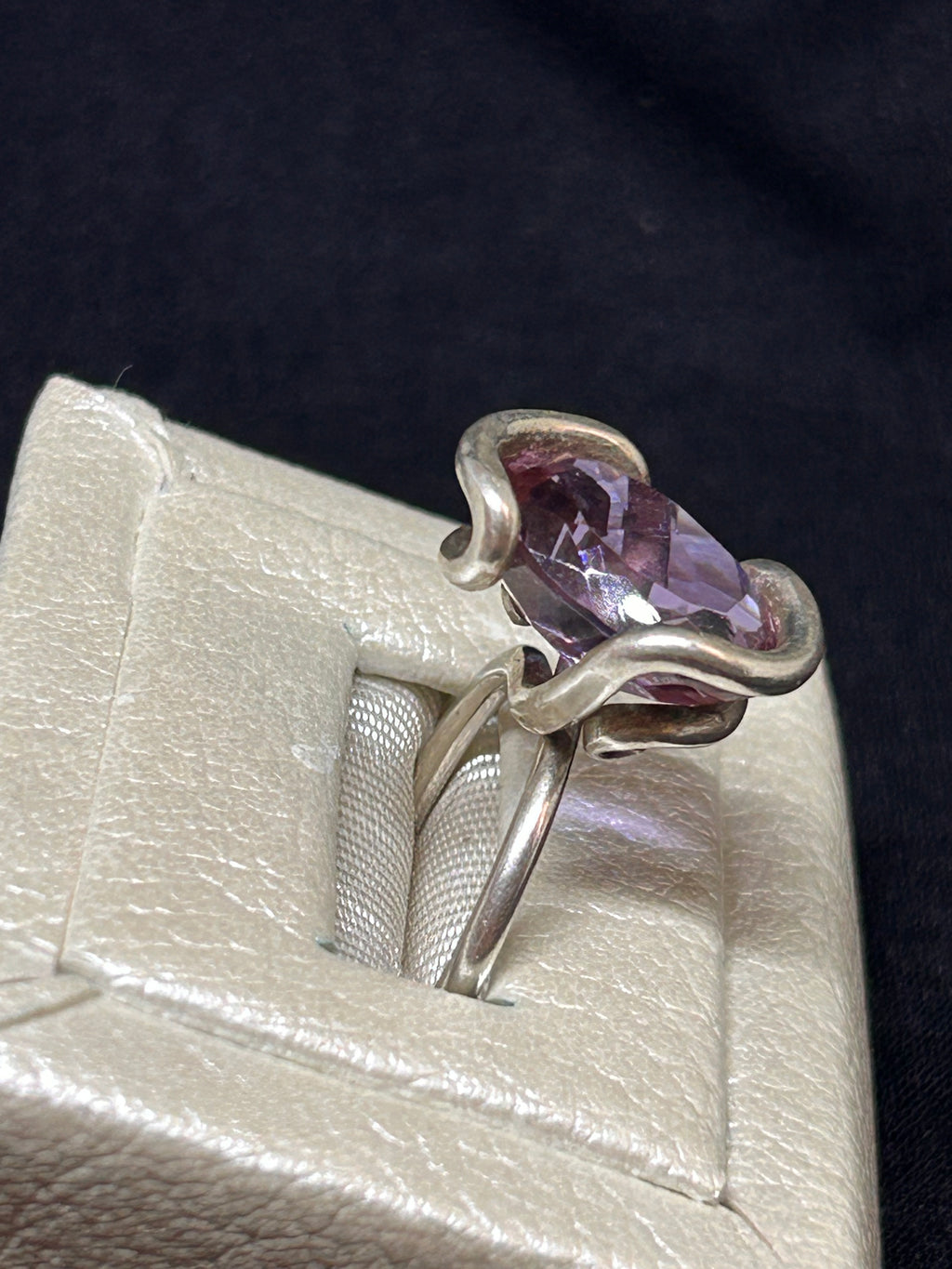 color change alexandrite sterling silver cocktail ring