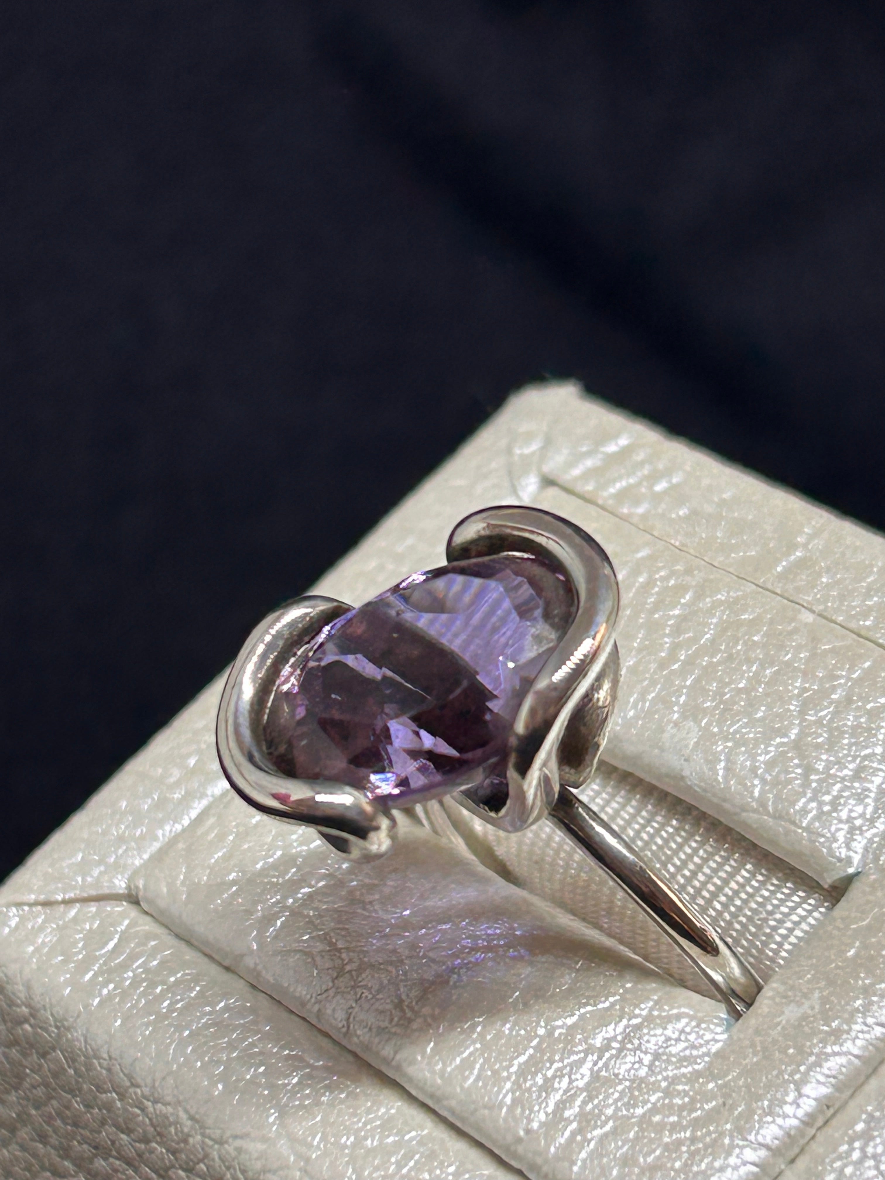 color change alexandrite sterling silver cocktail ring