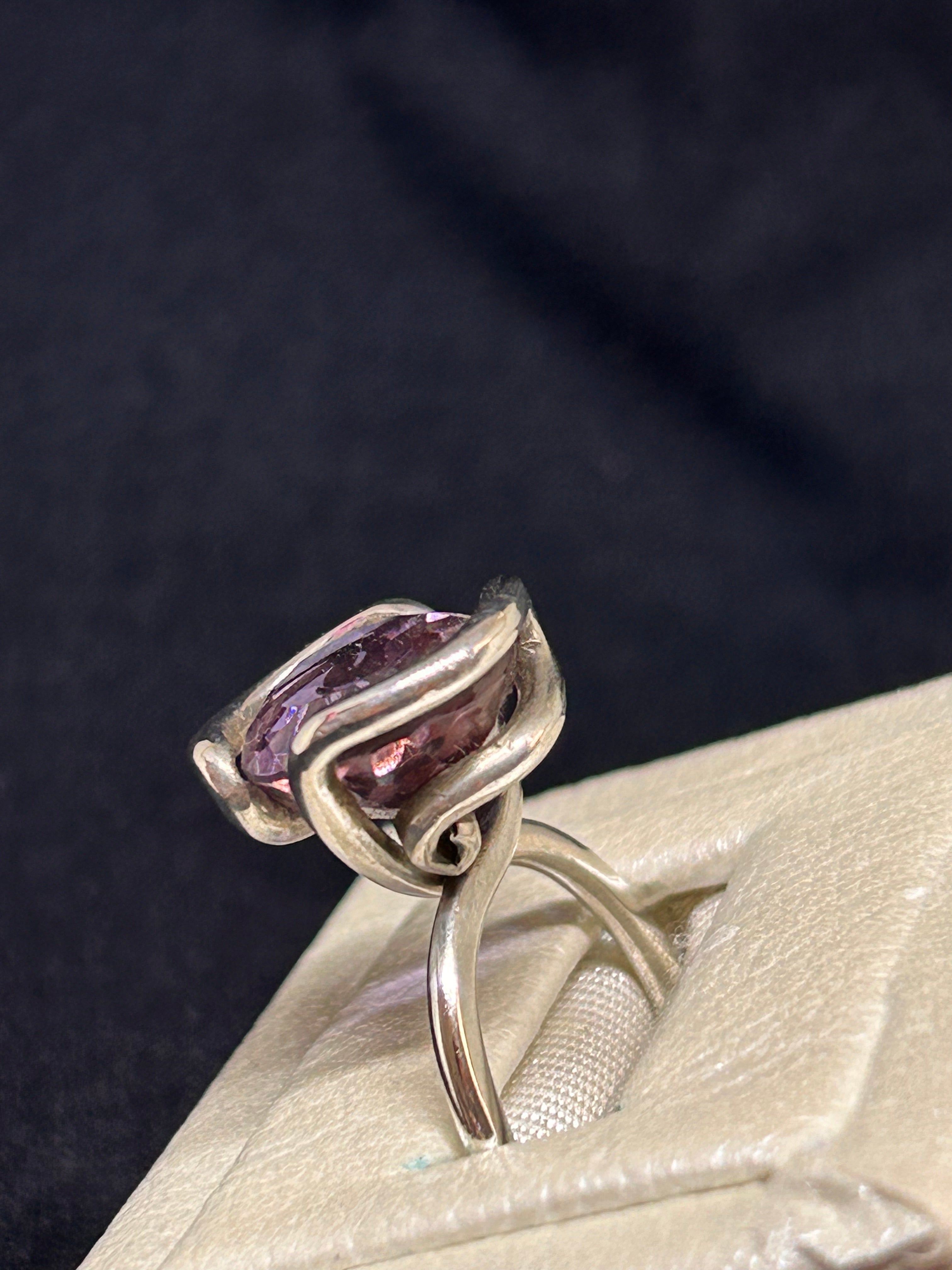 color change alexandrite sterling silver cocktail ring