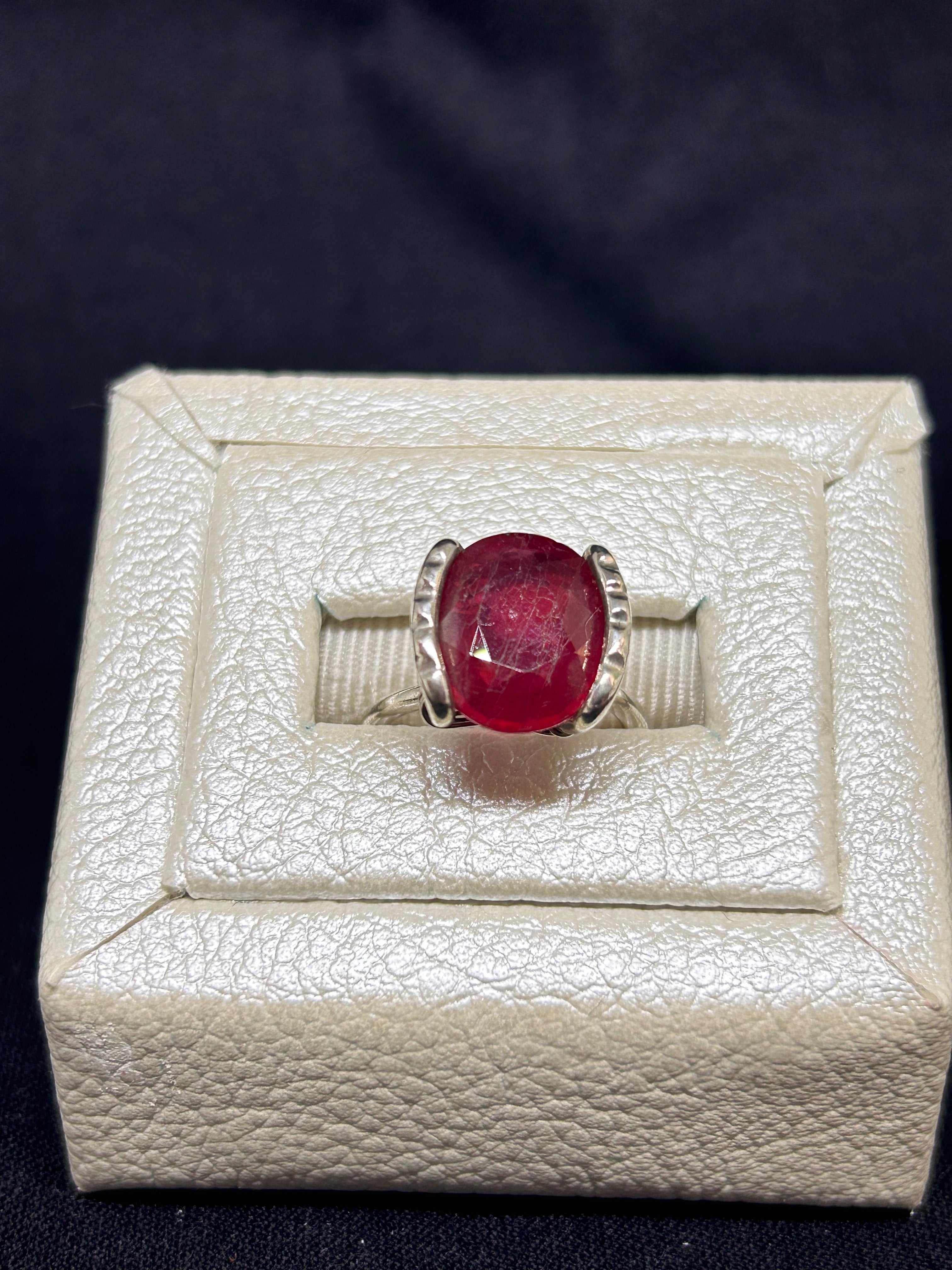 Natural Bermese Ruby Sterling Silver Ring