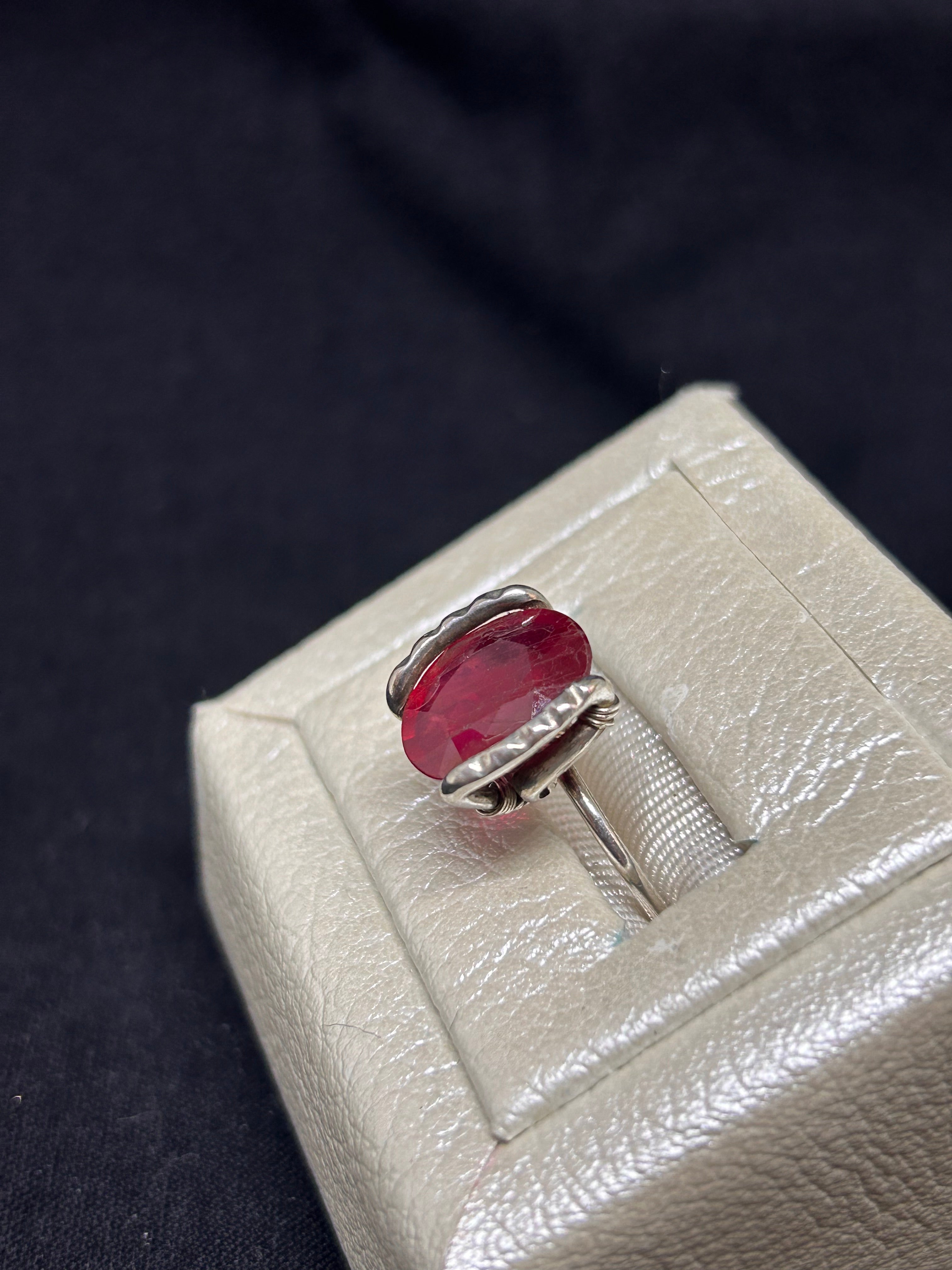 Natural Bermese Ruby Sterling Silver Ring