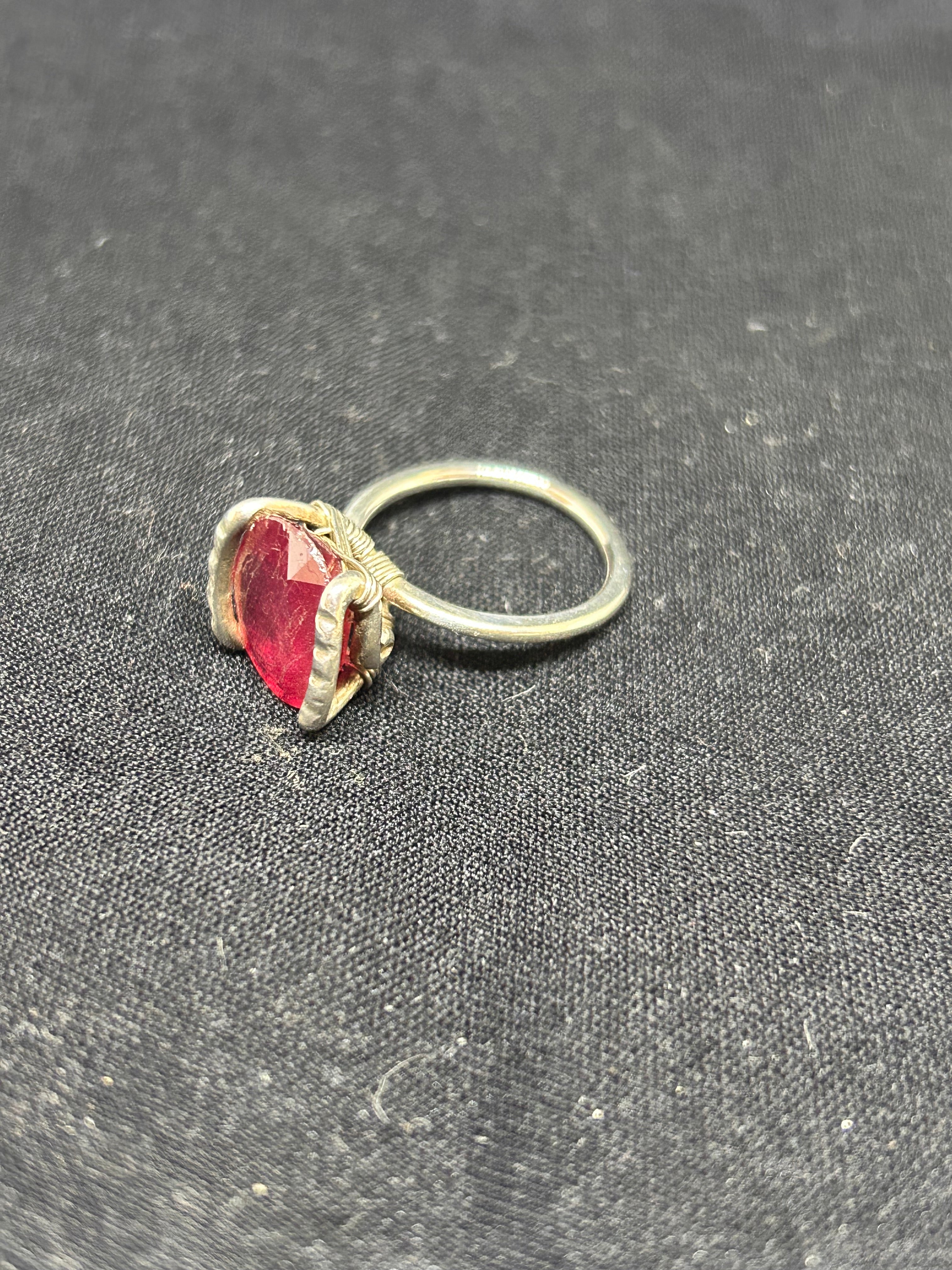Natural Bermese Ruby Sterling Silver Ring