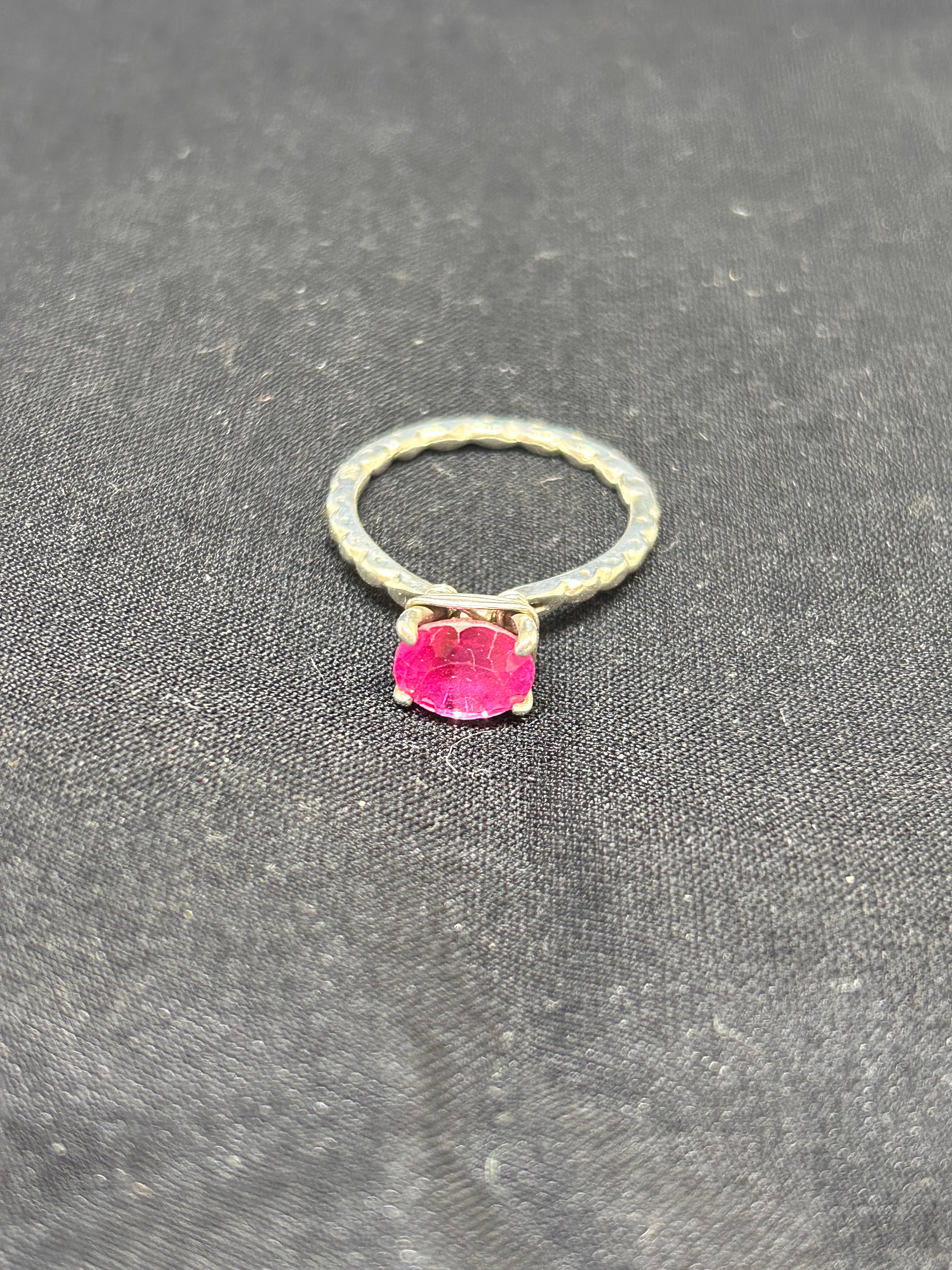 Natural Pink Sapphire Sterling Silver Ring