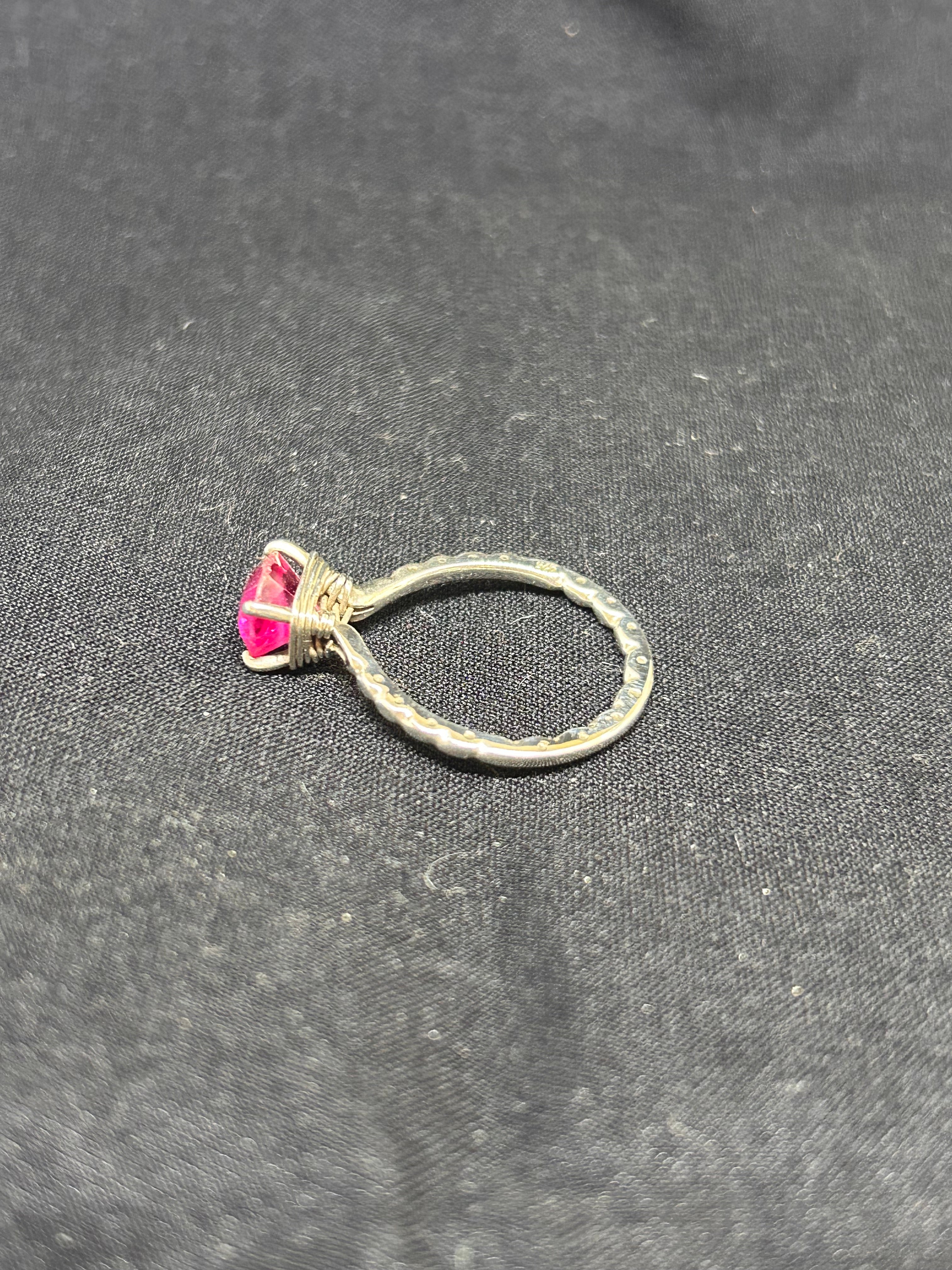 Natural Pink Sapphire Sterling Silver Ring