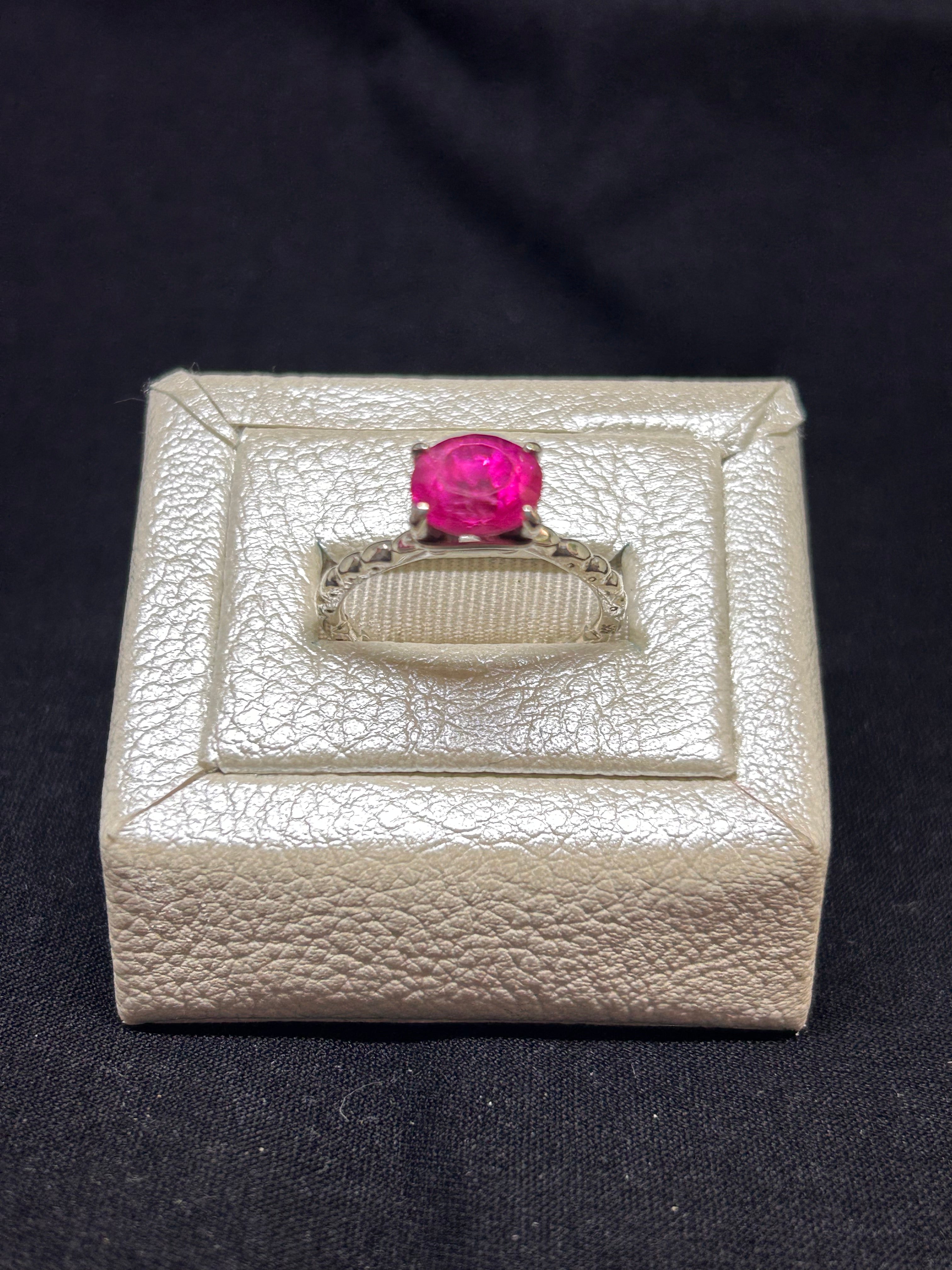 Natural Pink Sapphire Sterling Silver Ring
