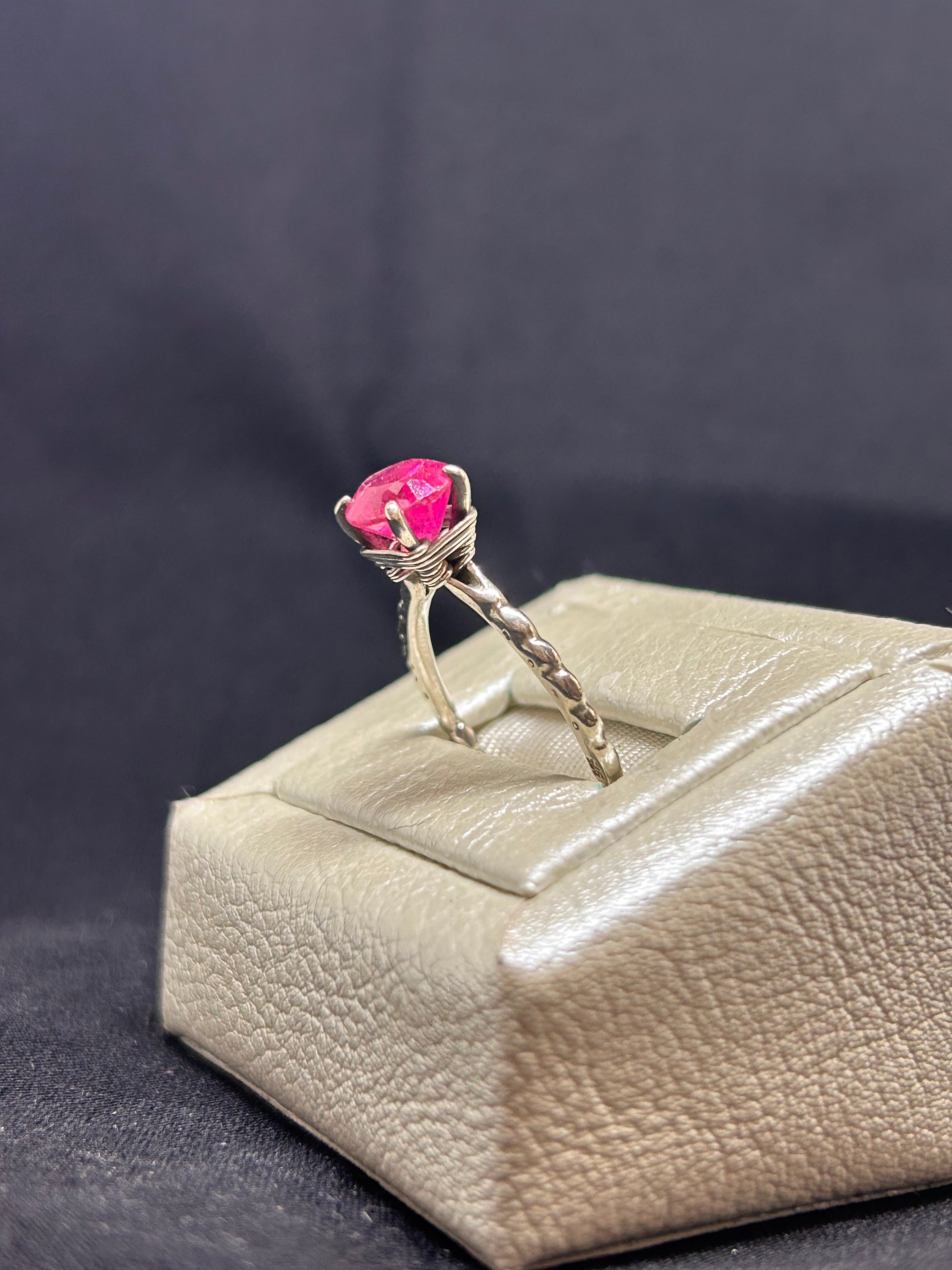 Natural Pink Sapphire Sterling Silver Ring