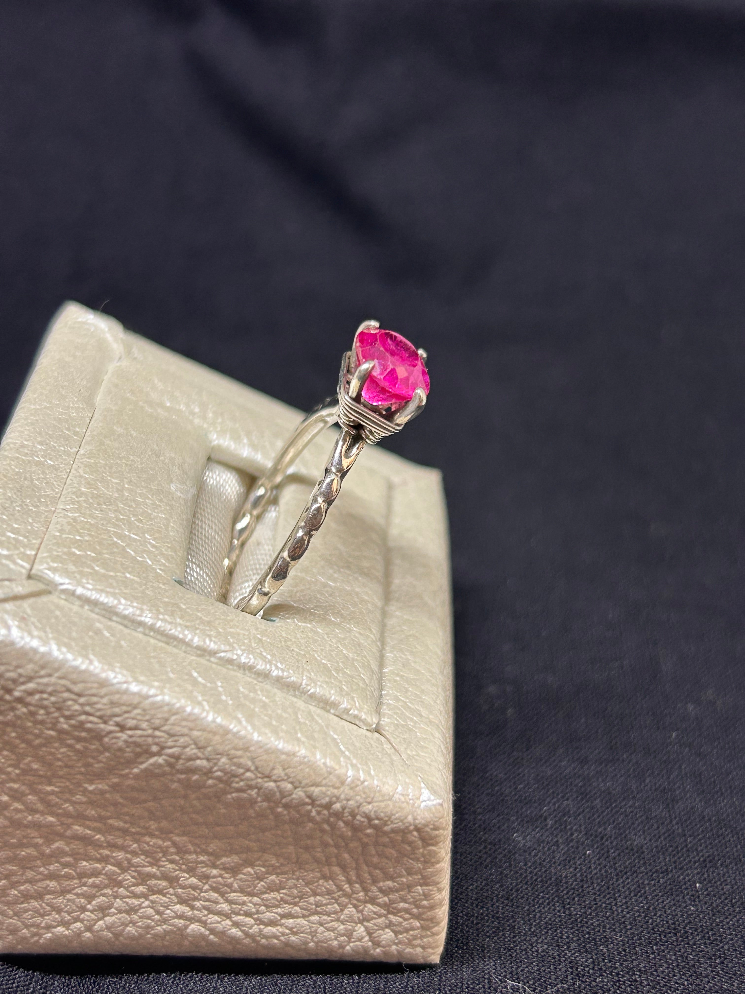 Natural Pink Sapphire Sterling Silver Ring