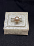 cultured pink pearl sterling silver ring
