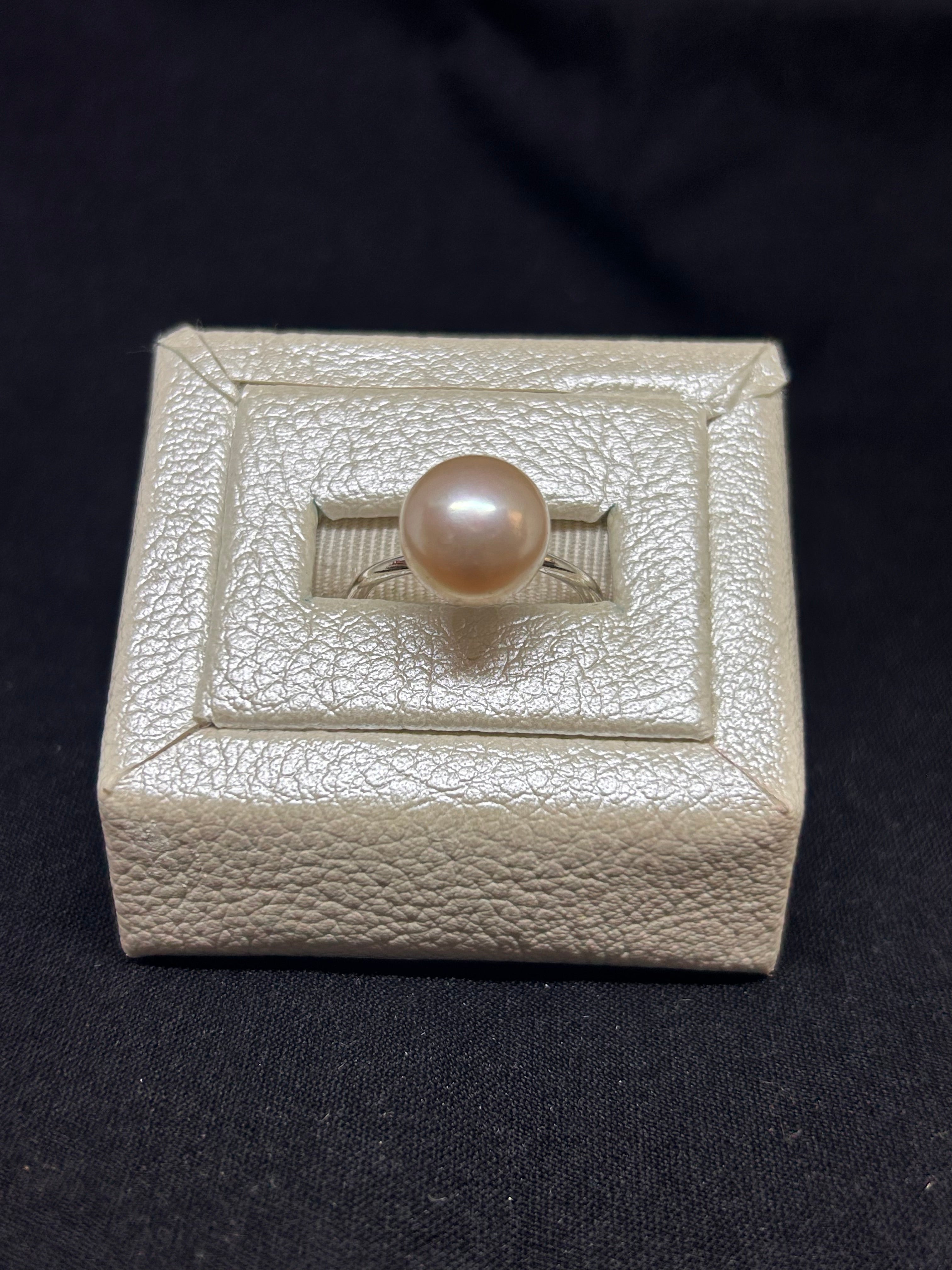 cultured pink pearl sterling silver ring