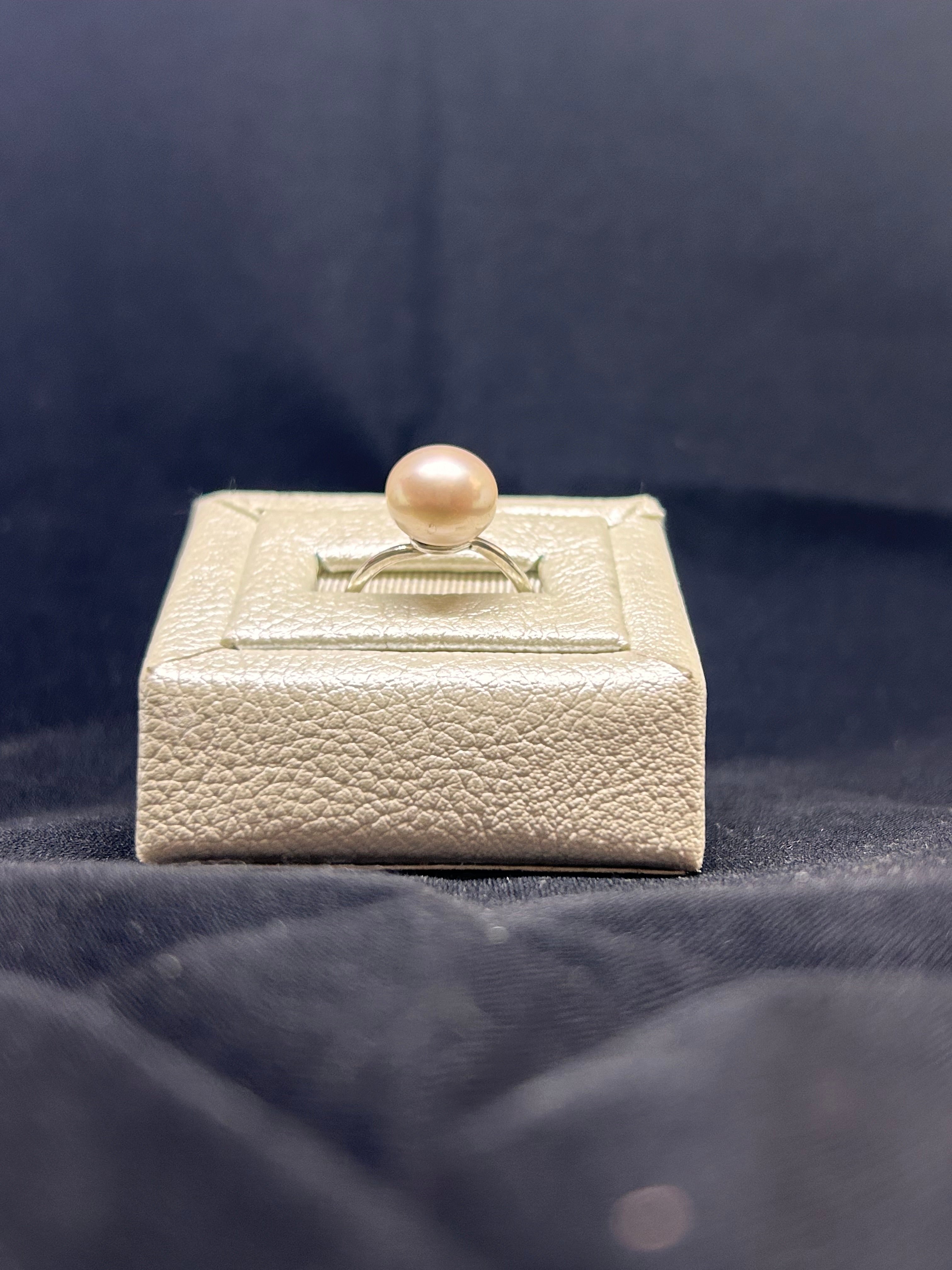 cultured pink pearl sterling silver ring