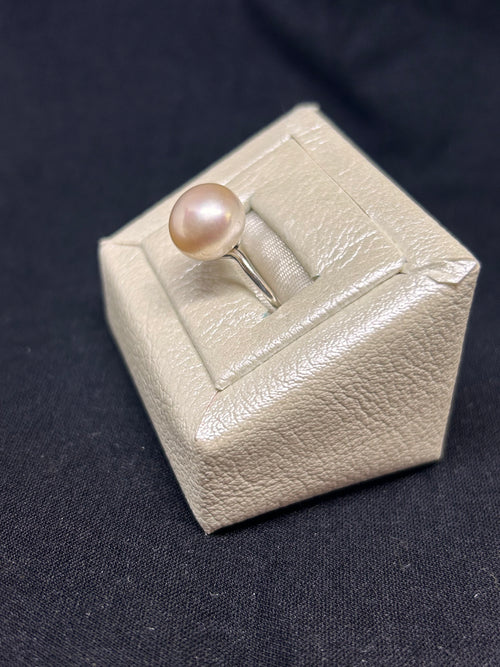 cultured pink pearl sterling silver ring