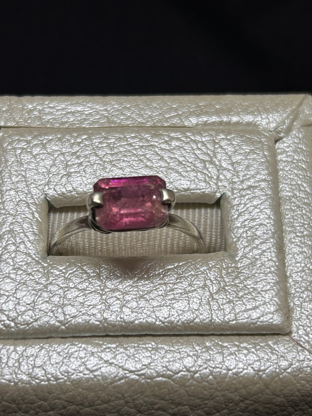 Natural Pink Tourmaline Sterling silver ring