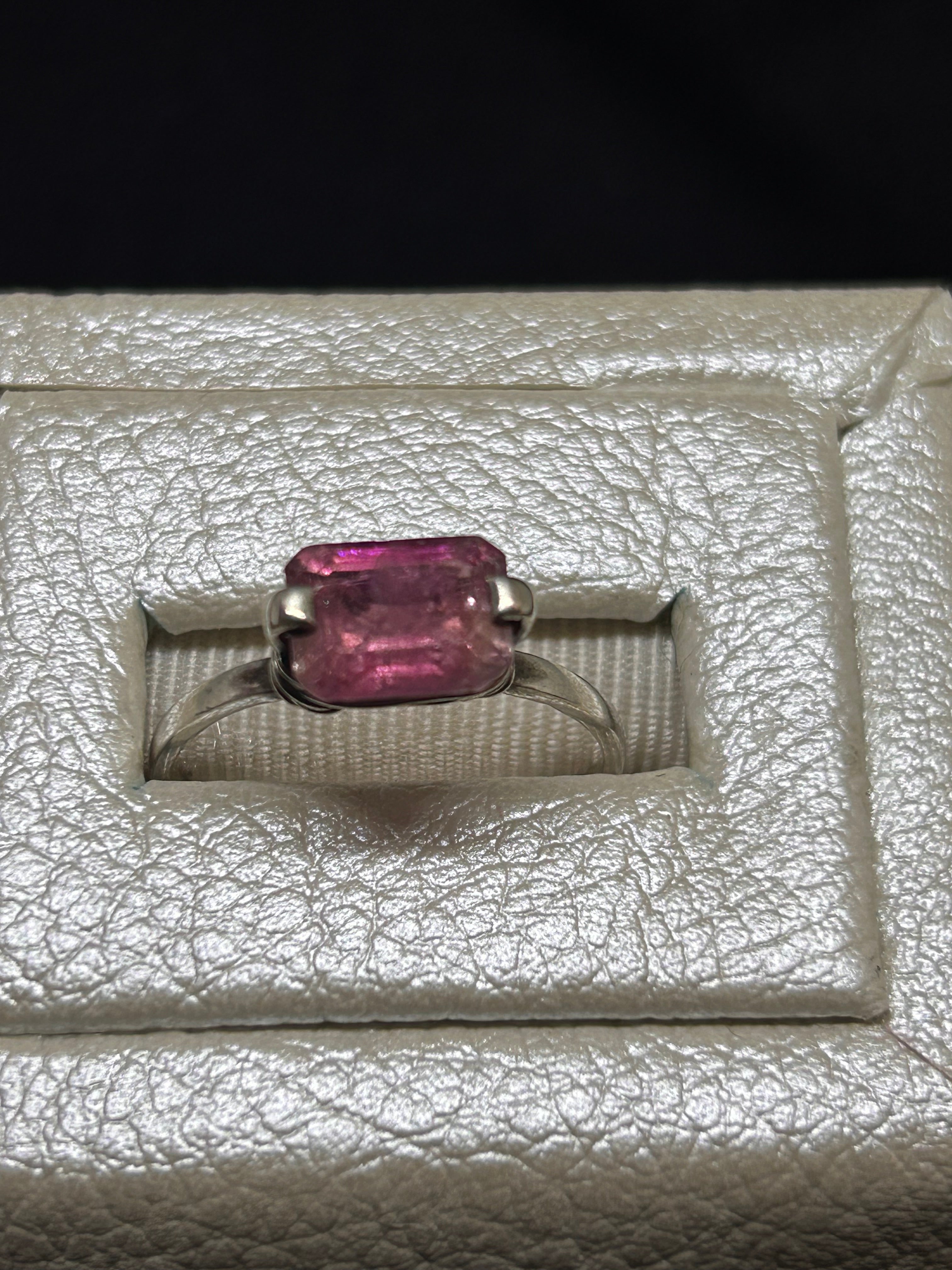 Natural Pink Tourmaline Sterling silver ring