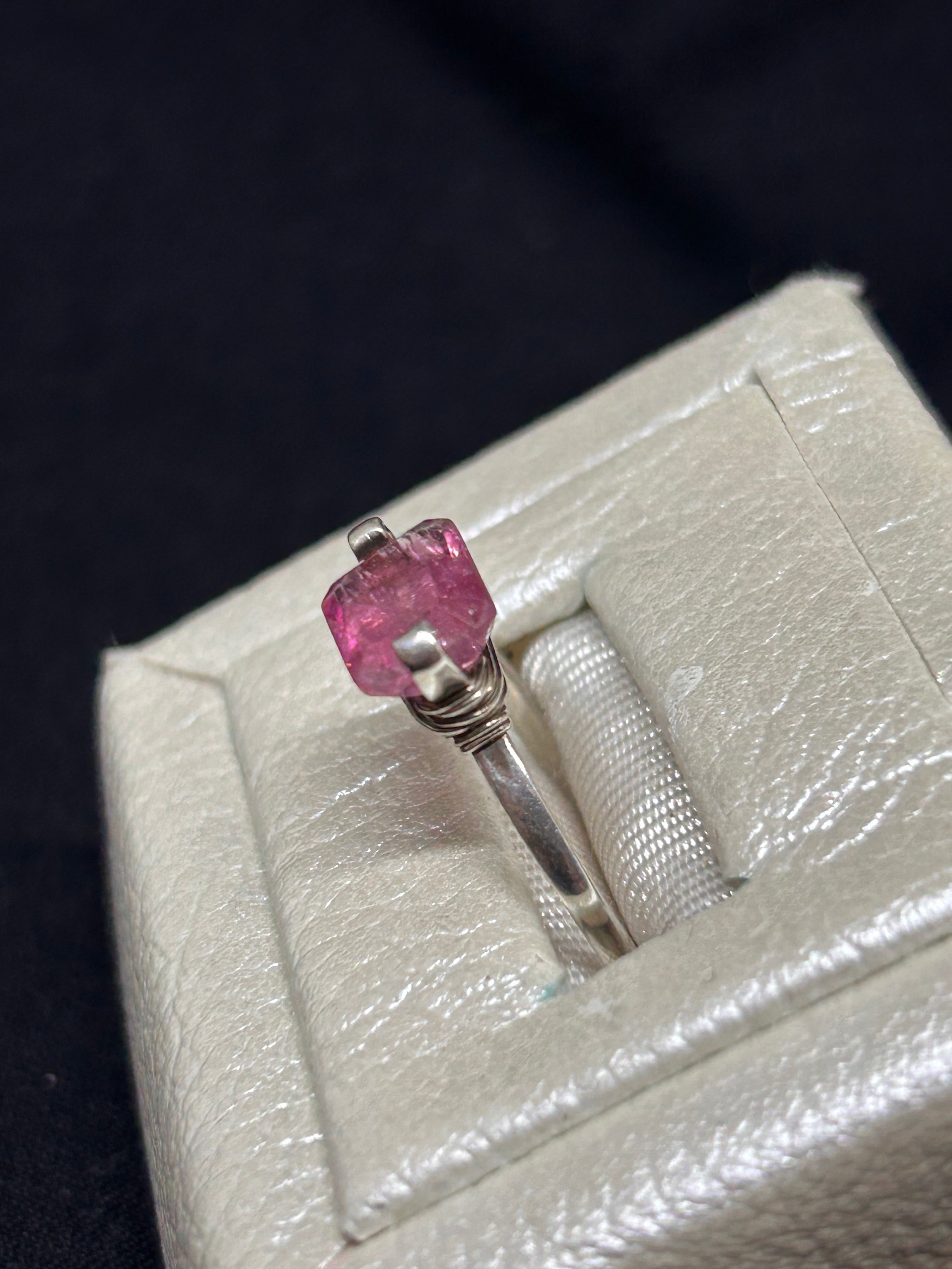 Natural Pink Tourmaline Sterling silver ring