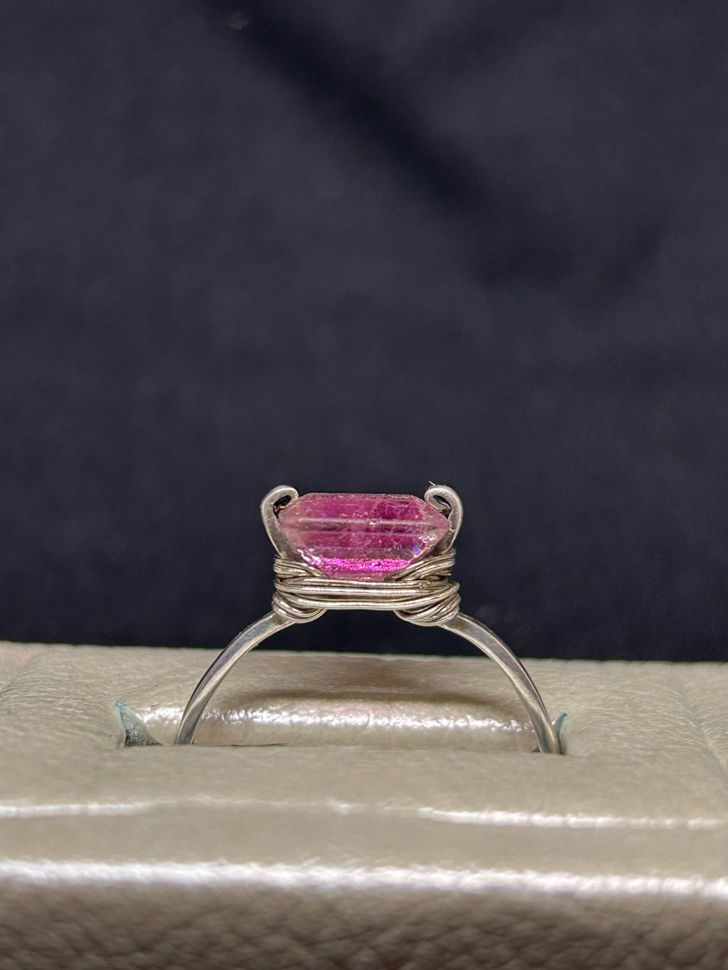 Natural Pink Tourmaline Sterling silver ring