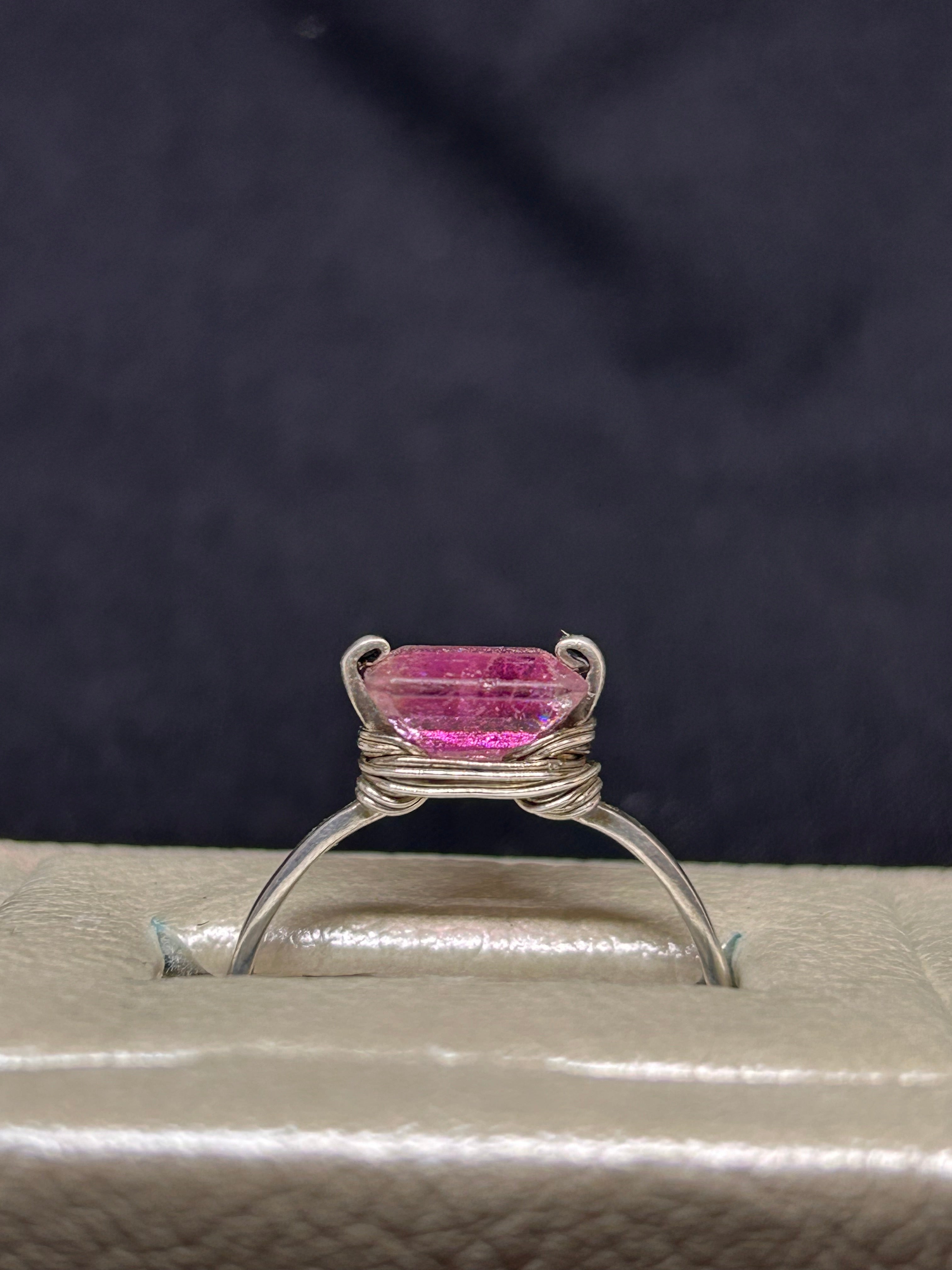 Natural Pink Tourmaline Sterling silver ring