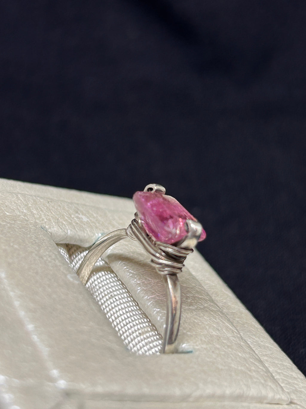 Natural Pink Tourmaline Sterling silver ring