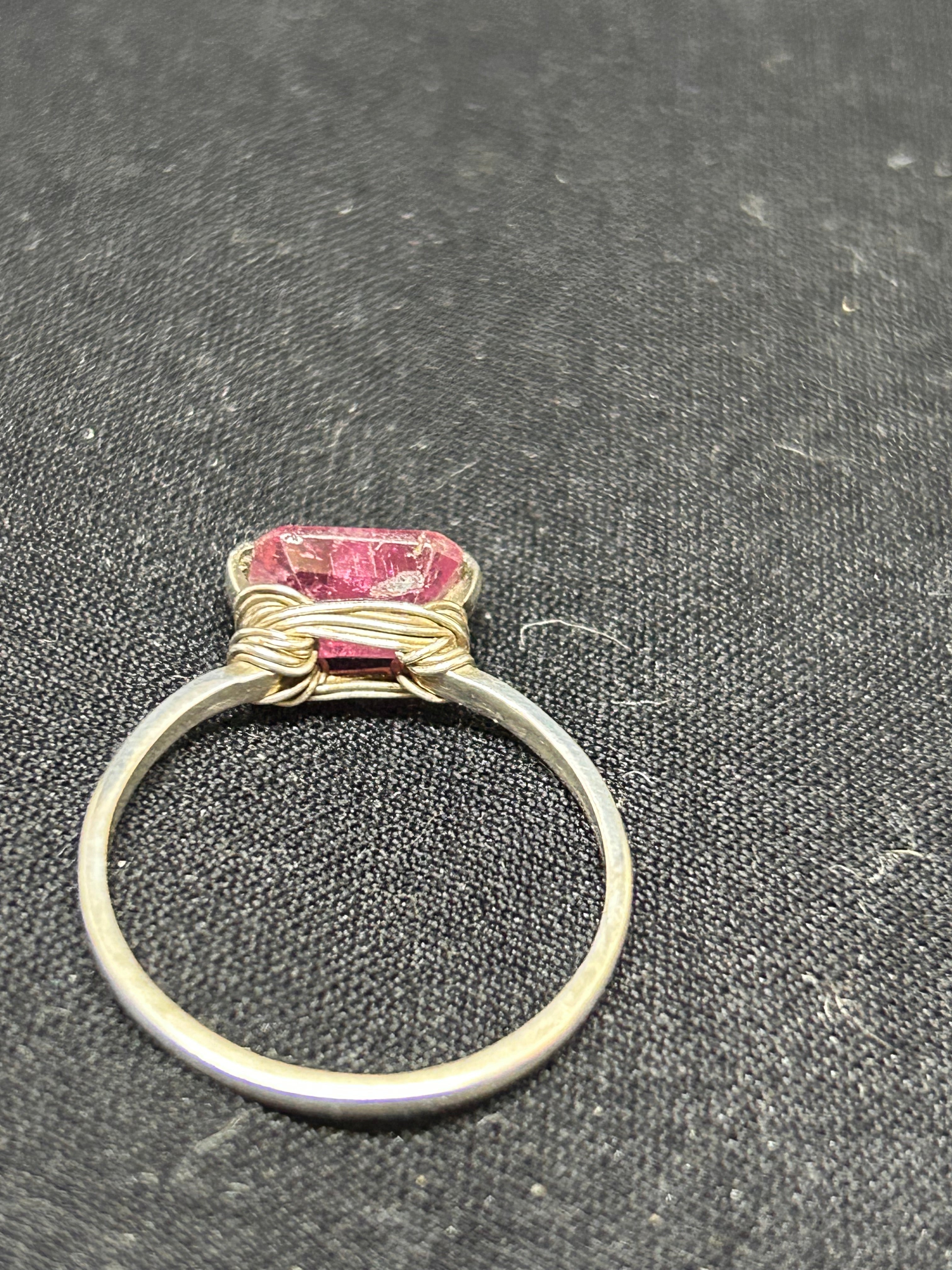 Natural Pink Tourmaline Sterling silver ring