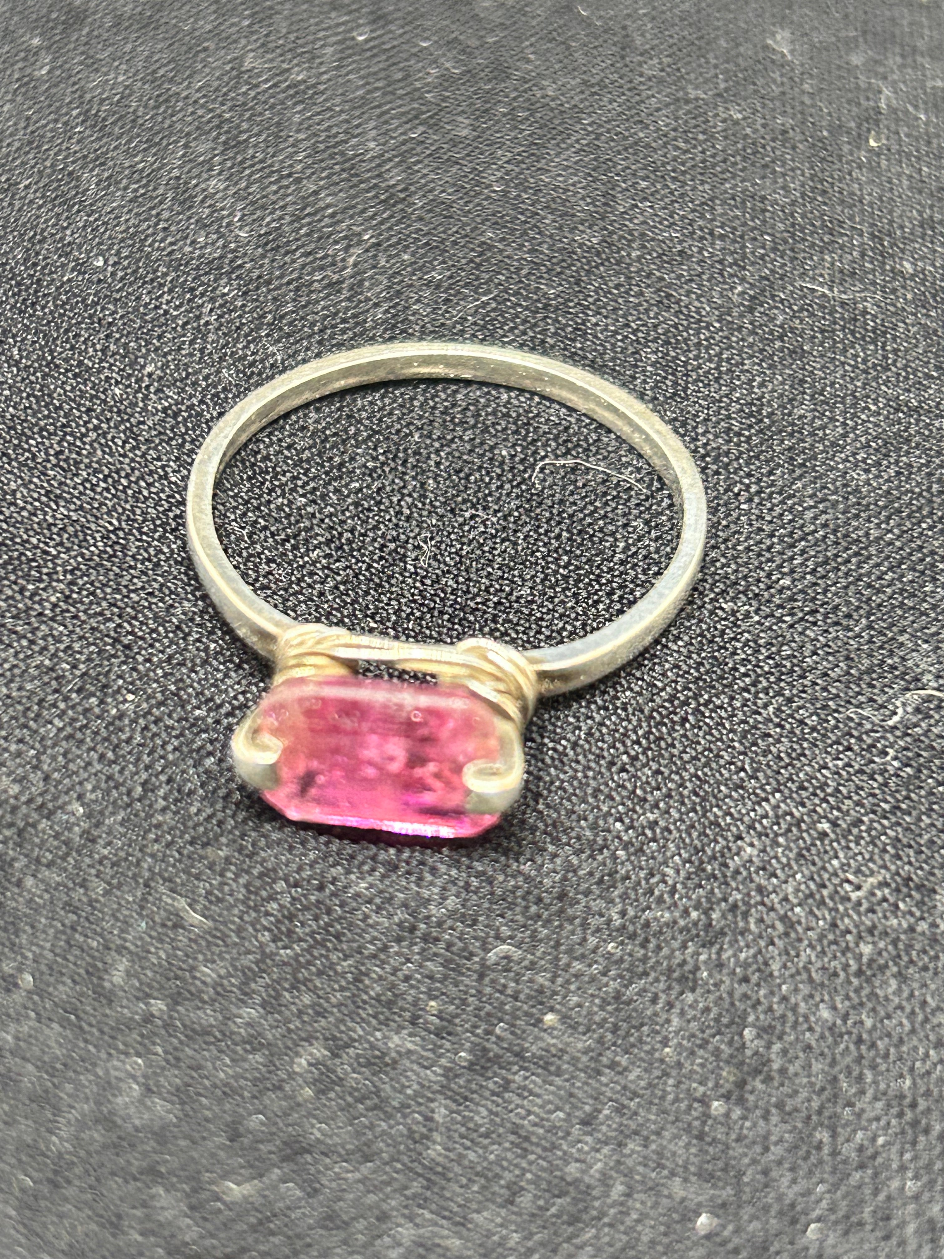 Natural Pink Tourmaline Sterling silver ring