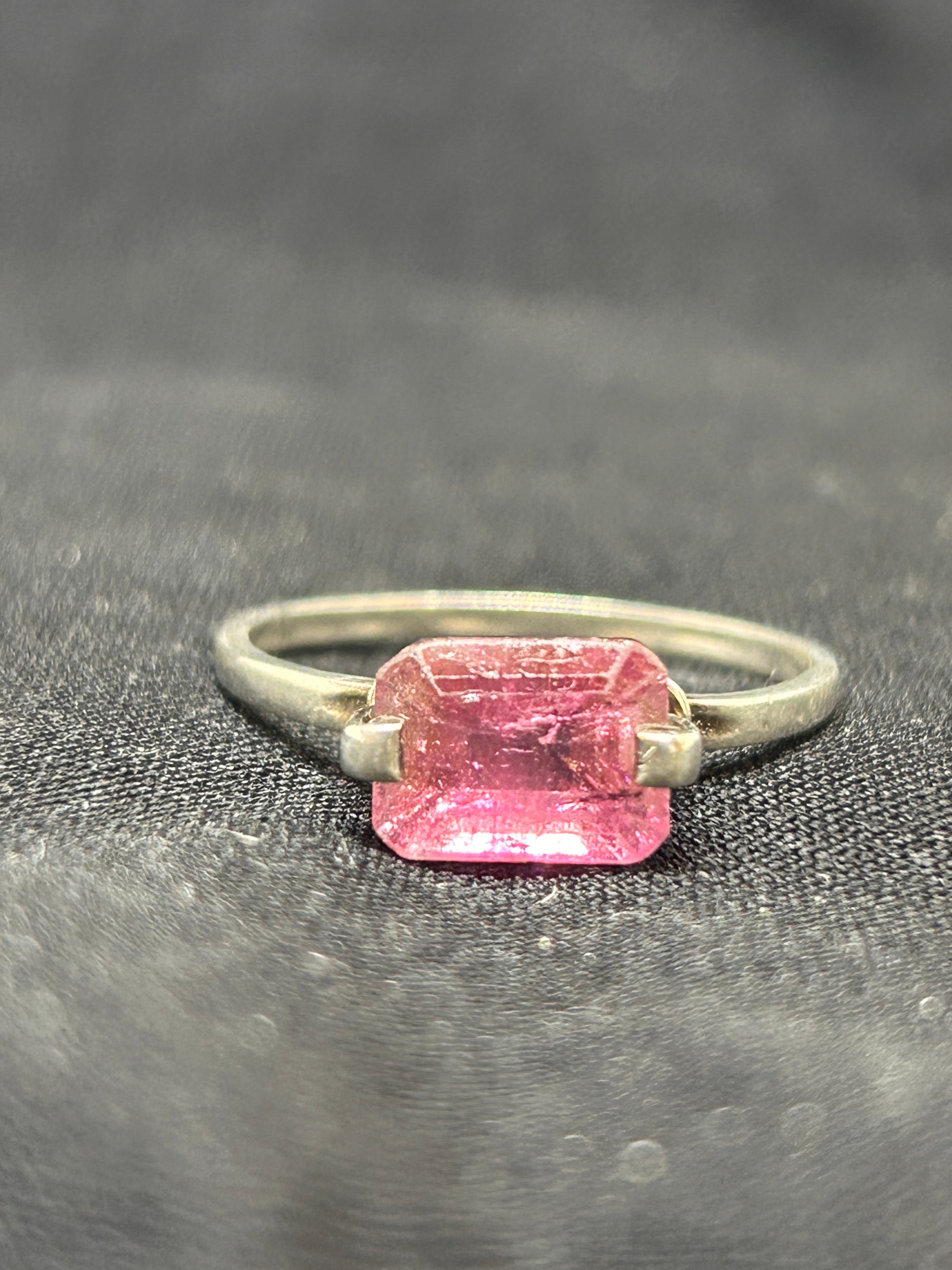 Natural Pink Tourmaline Sterling silver ring