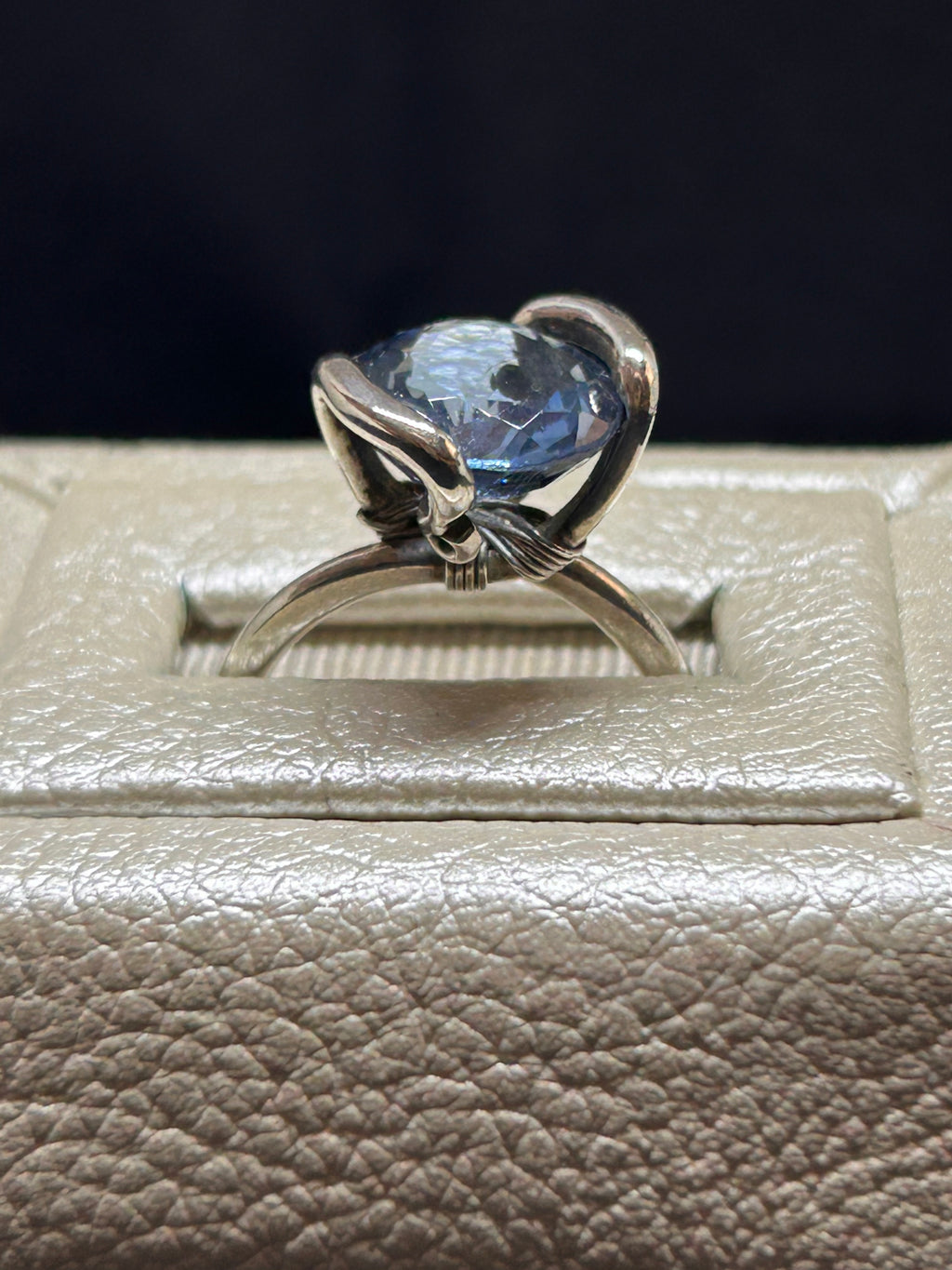 Blue zircon sterling silver ring