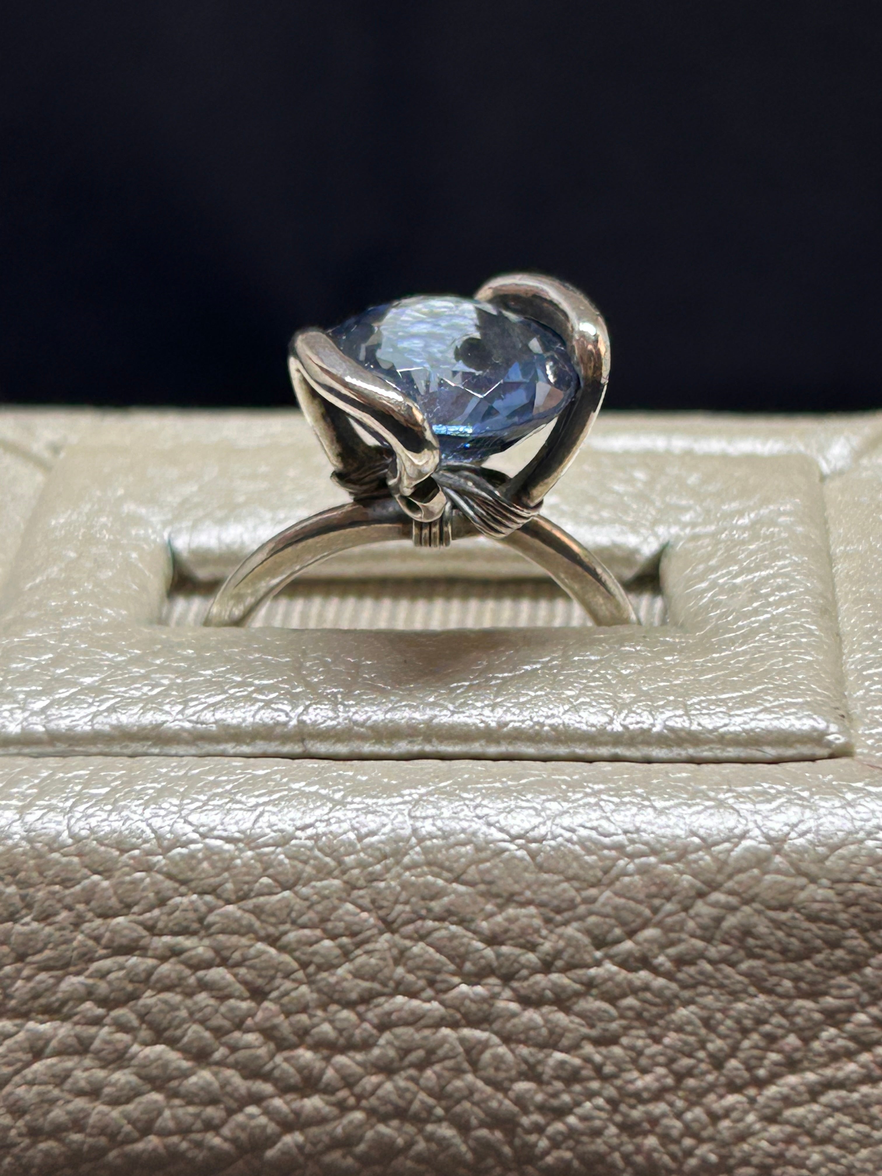 Blue zircon sterling silver ring