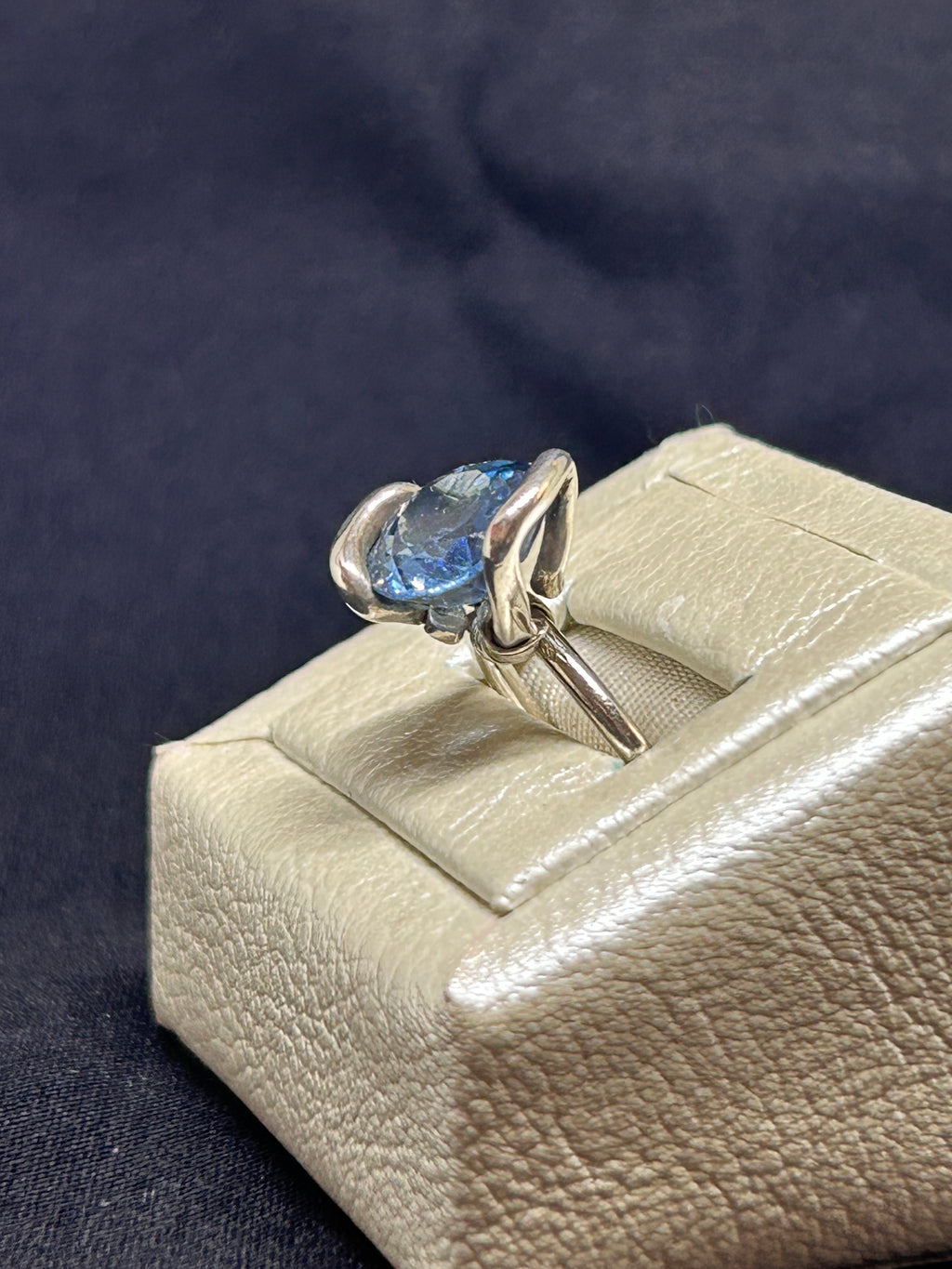 Blue zircon sterling silver ring