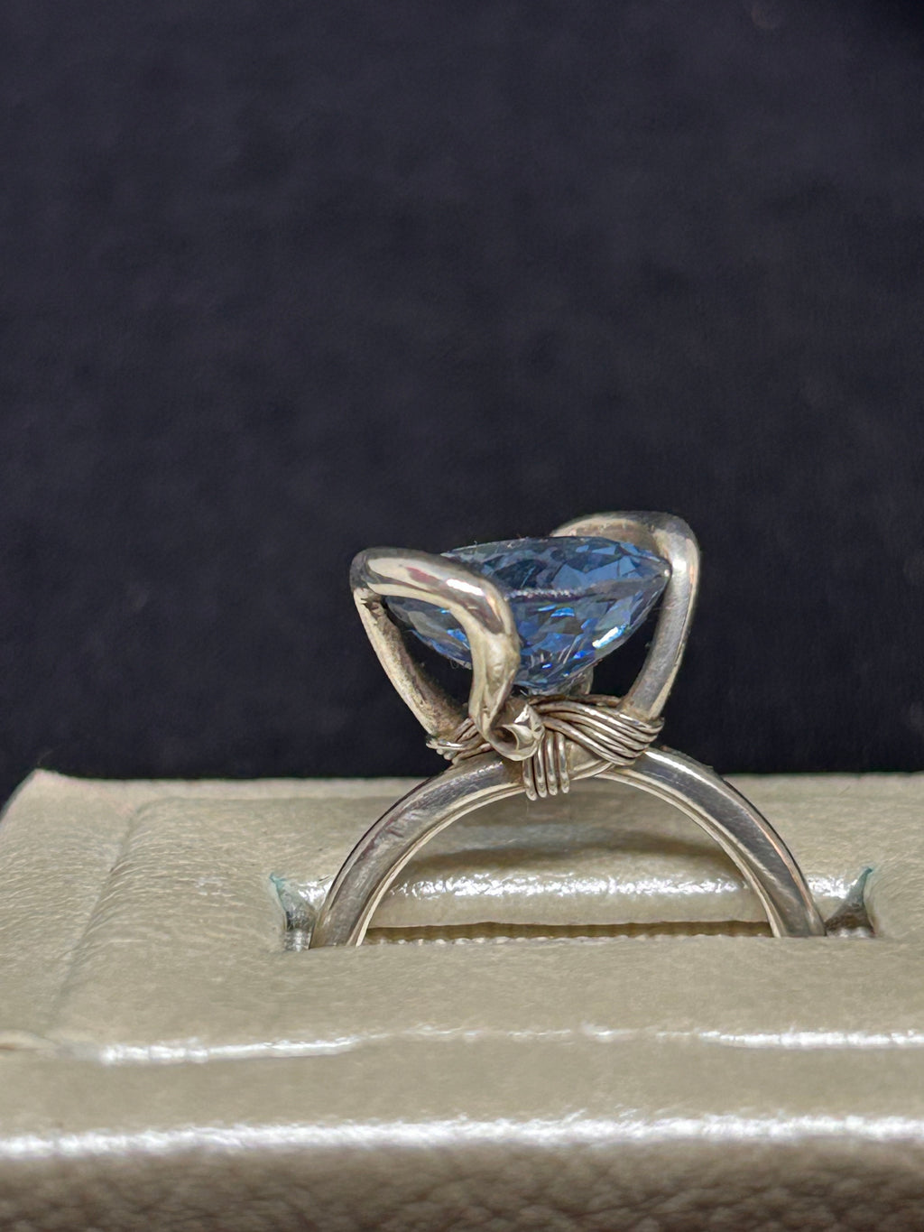 Blue zircon sterling silver ring