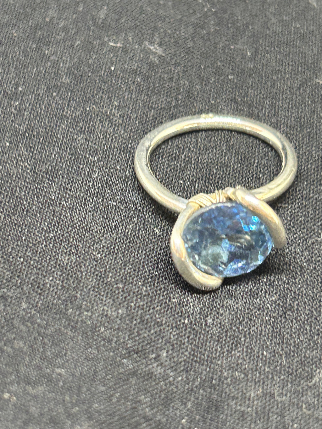 Blue zircon sterling silver ring