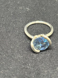 Blue zircon sterling silver ring