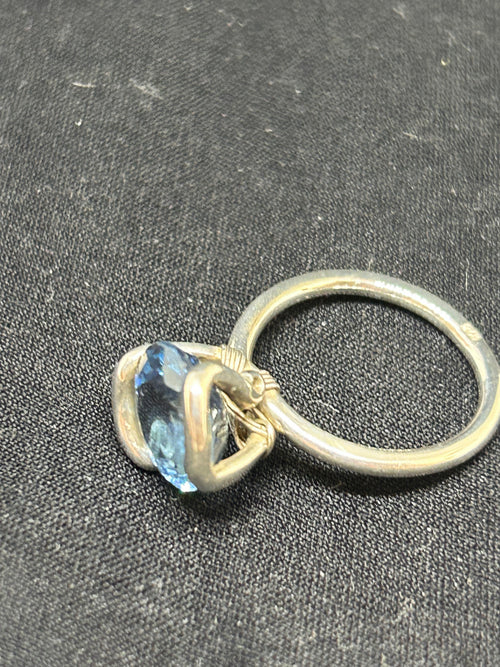 Blue zircon sterling silver ring