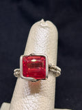 Red-Orange Sapphire Sterling Silver Ring