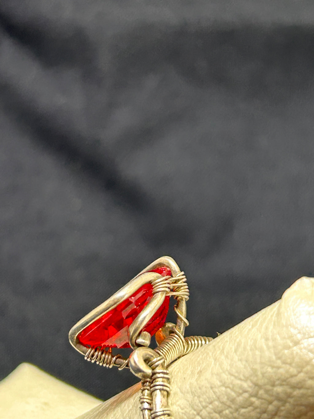 Red-Orange Sapphire Sterling Silver Ring