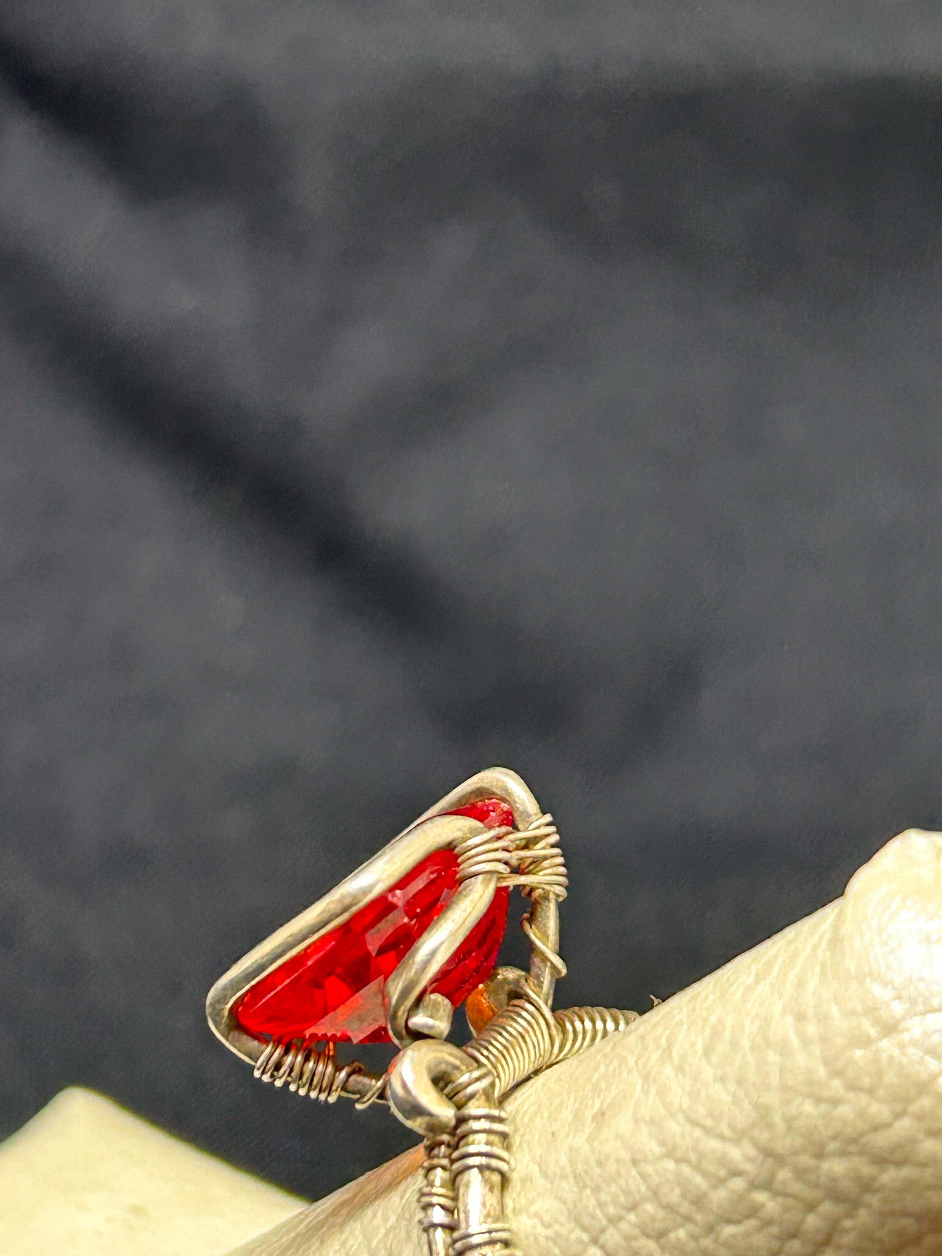 Red-Orange Sapphire Sterling Silver Ring