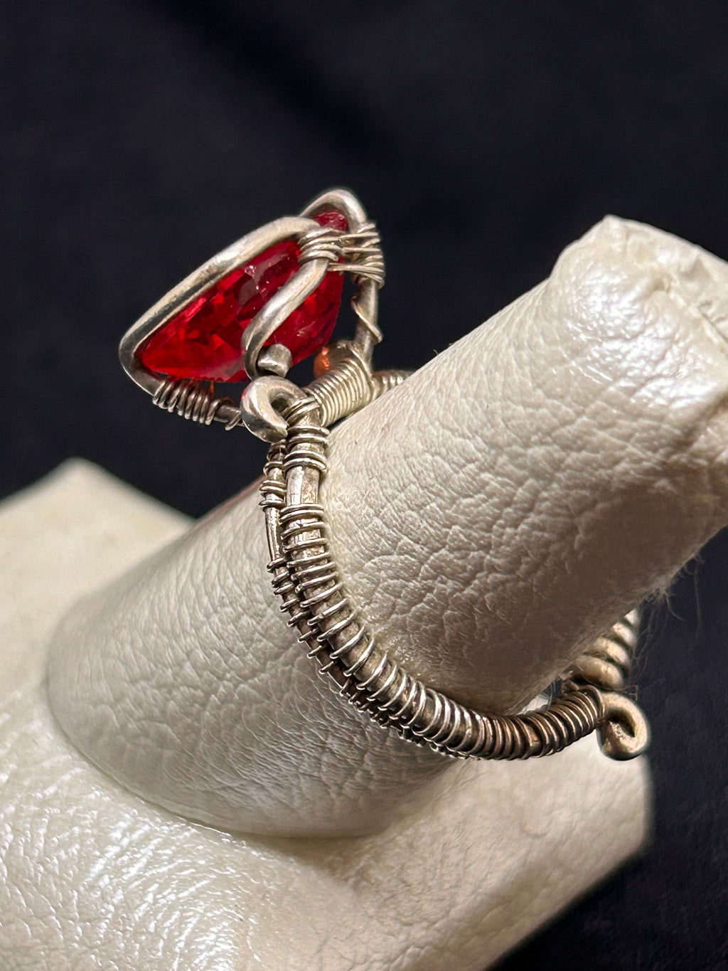 Red-Orange Sapphire Sterling Silver Ring