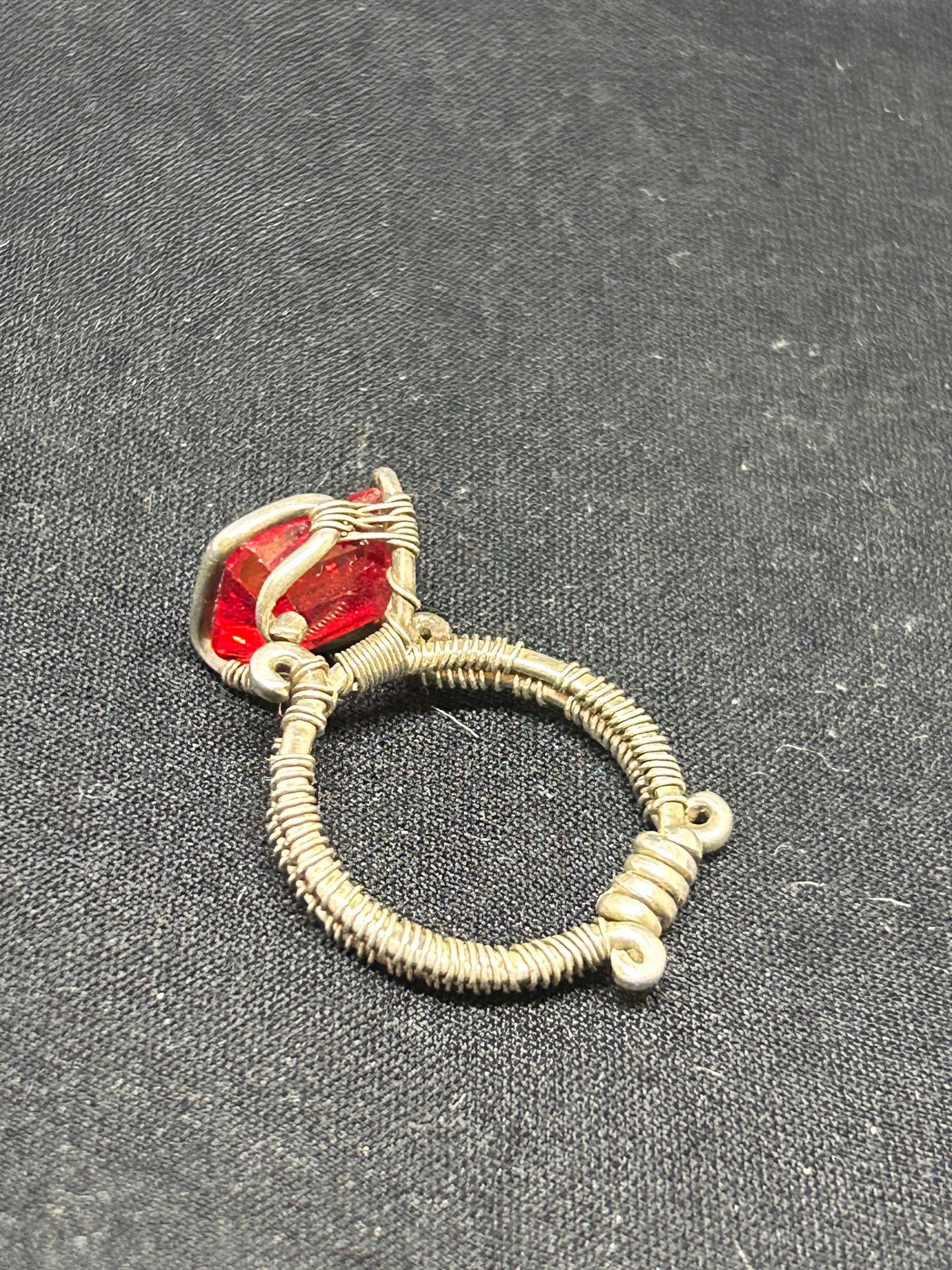 Red-Orange Sapphire Sterling Silver Ring