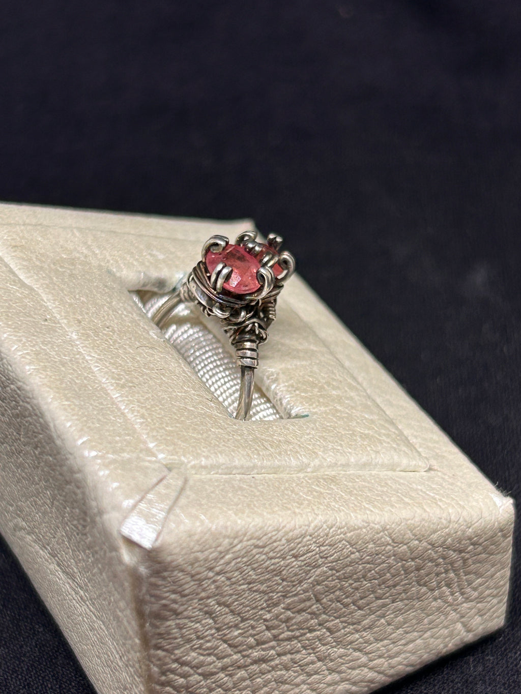 Twin Natural pink sapphire sterling silver ring