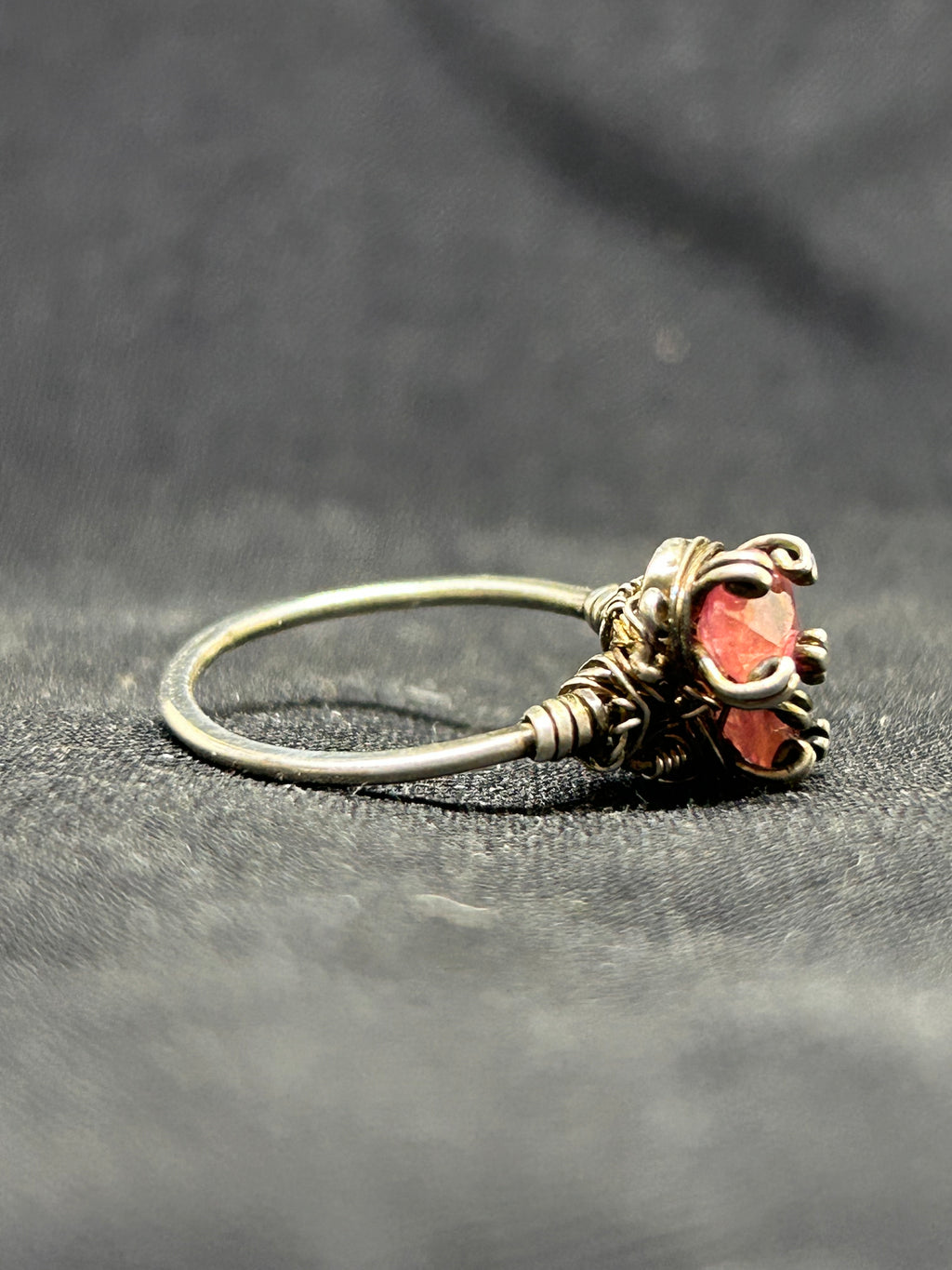 Twin Natural pink sapphire sterling silver ring